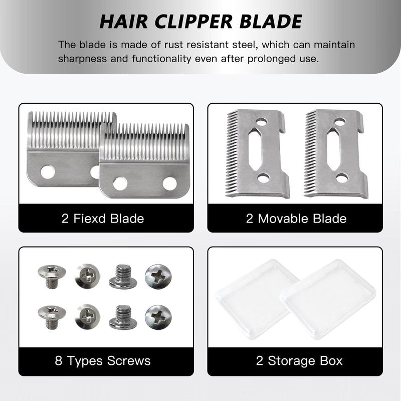Updated Steel Hair Clipper Blades 2 Pack Fit for Wahl ElitePro, ExtremeGripPro, MC3, ProSeriesPlatinum, Self-CutPro, Pet-Pro, NotfitMulti-Purpose79607 Precision Premium Smooth Cut Clippers