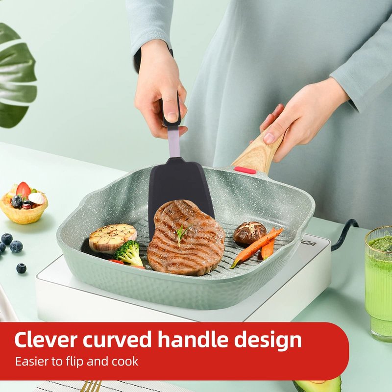 Hvanam Silicone Spatula Turner Set Large And Thin Flipper Spatulas Heat Resistant 600 ° F Slotted Flexible Turner Cooking Utensils For Nonstick Cookware Egg,Pancake,Fish,Omelette,Hamburger (3 Pack)