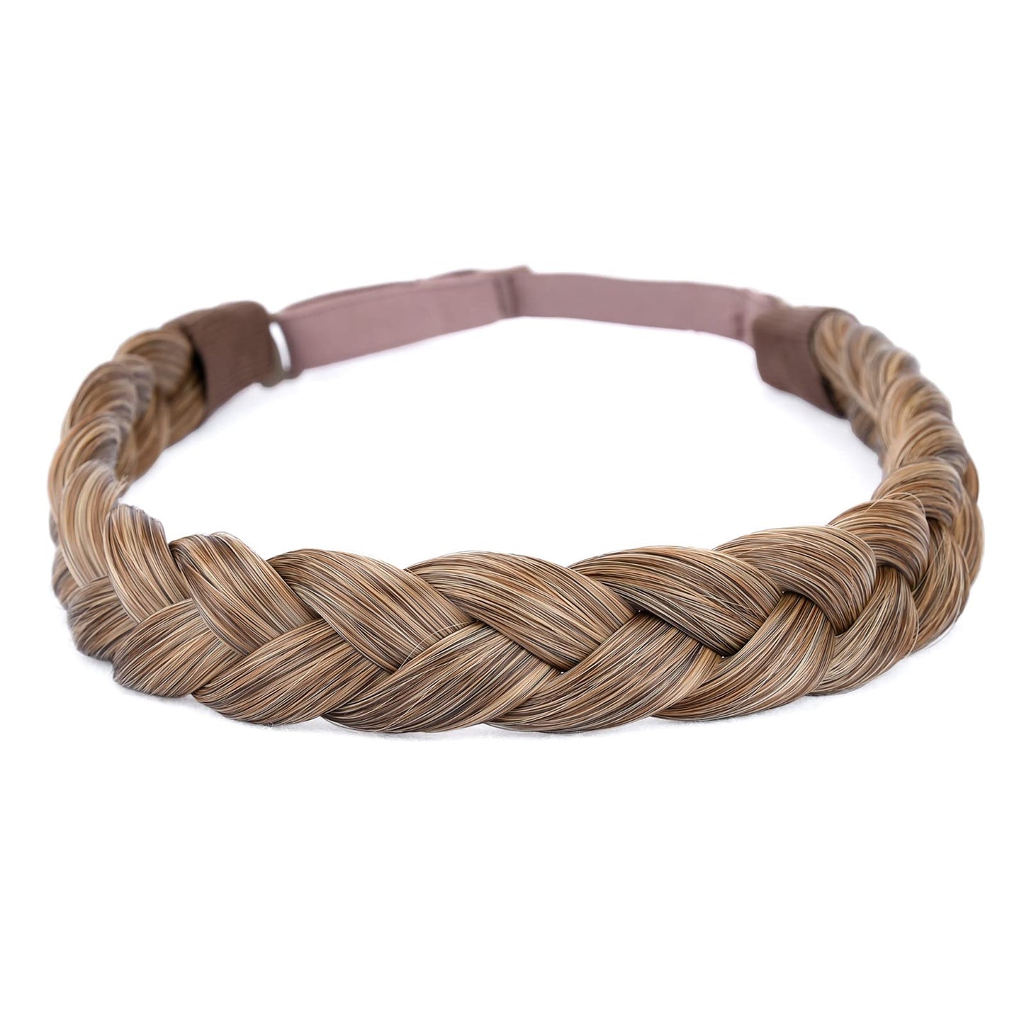 DIGUAN Synthetic Hair Braided Headband Classic Chunky Wide Plaited Braids Elastic Stretch Hairpiece Women Girl Beauty accessory, 55g aHairBeauty (#Dark Blonde)
