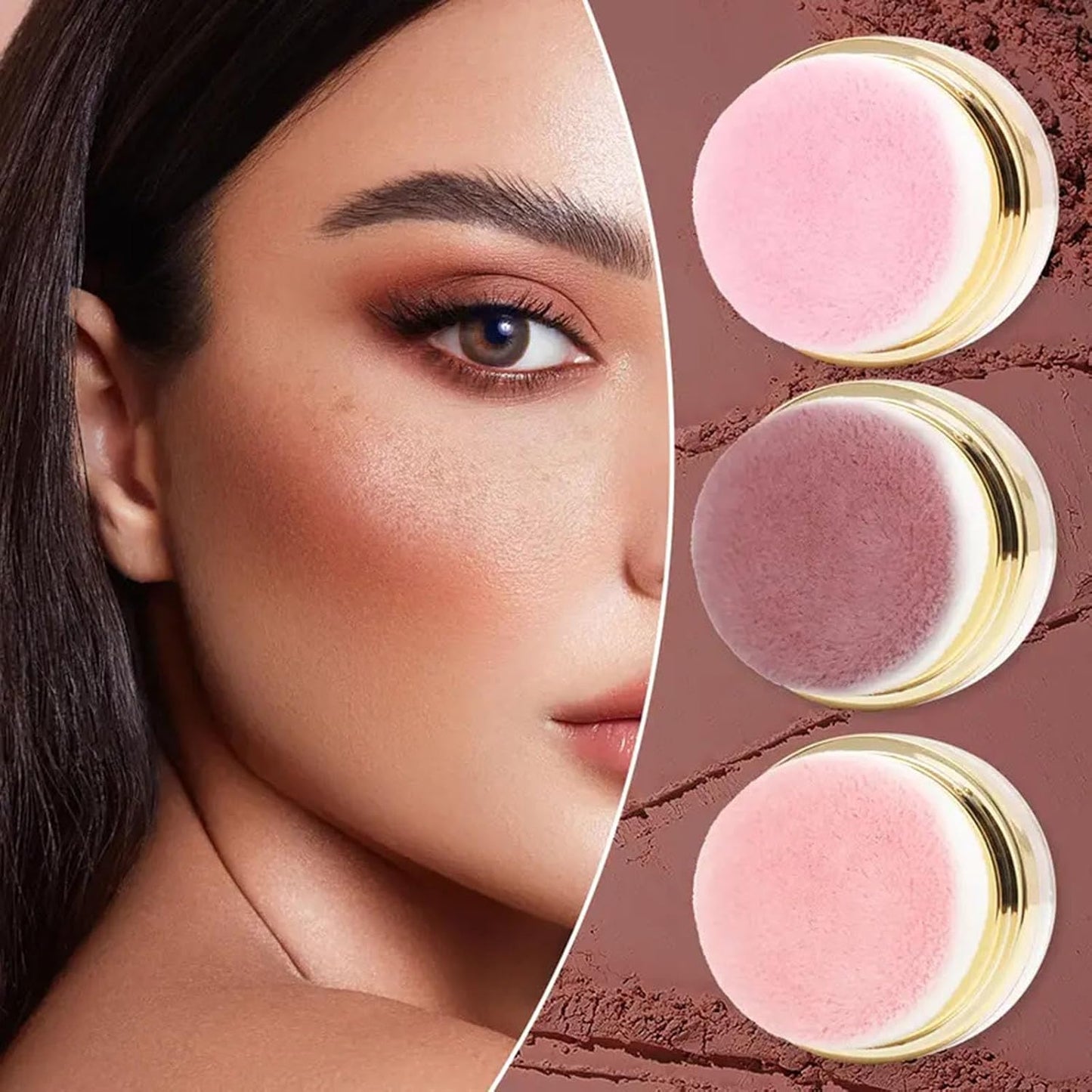 Effortless Radiance Blush Set - 3-Piece Makeup Kit with Built-In Mirror | Natural-Looking for All Skin Tones