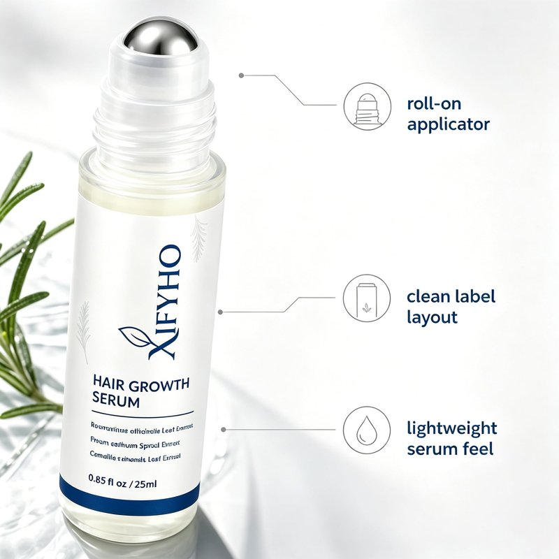 Rosemary Hair Growth Serum Roll-On Bottle 25ml – Contains Rosemary, Redensyl, and Anagain to promote oxygen circulation and reduce hair loss. Free from parabens and sulfates. For men and women（2 pack）