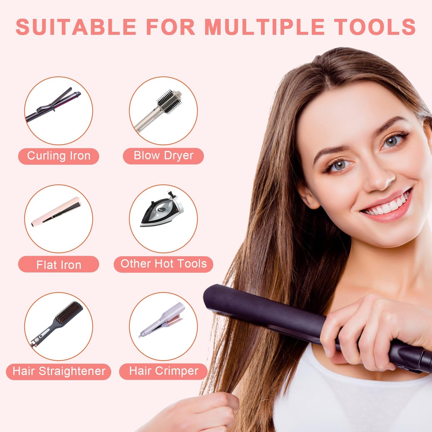 AMIJEAL Oversize Silicone Heat Resistant Mat for Hair Tools, Curling Iron Mat, Hot Tools Holder, Portable Flat Iron Hair Straightener Pad Cover for Travel Vanity Salon(14.2" x 11.0")