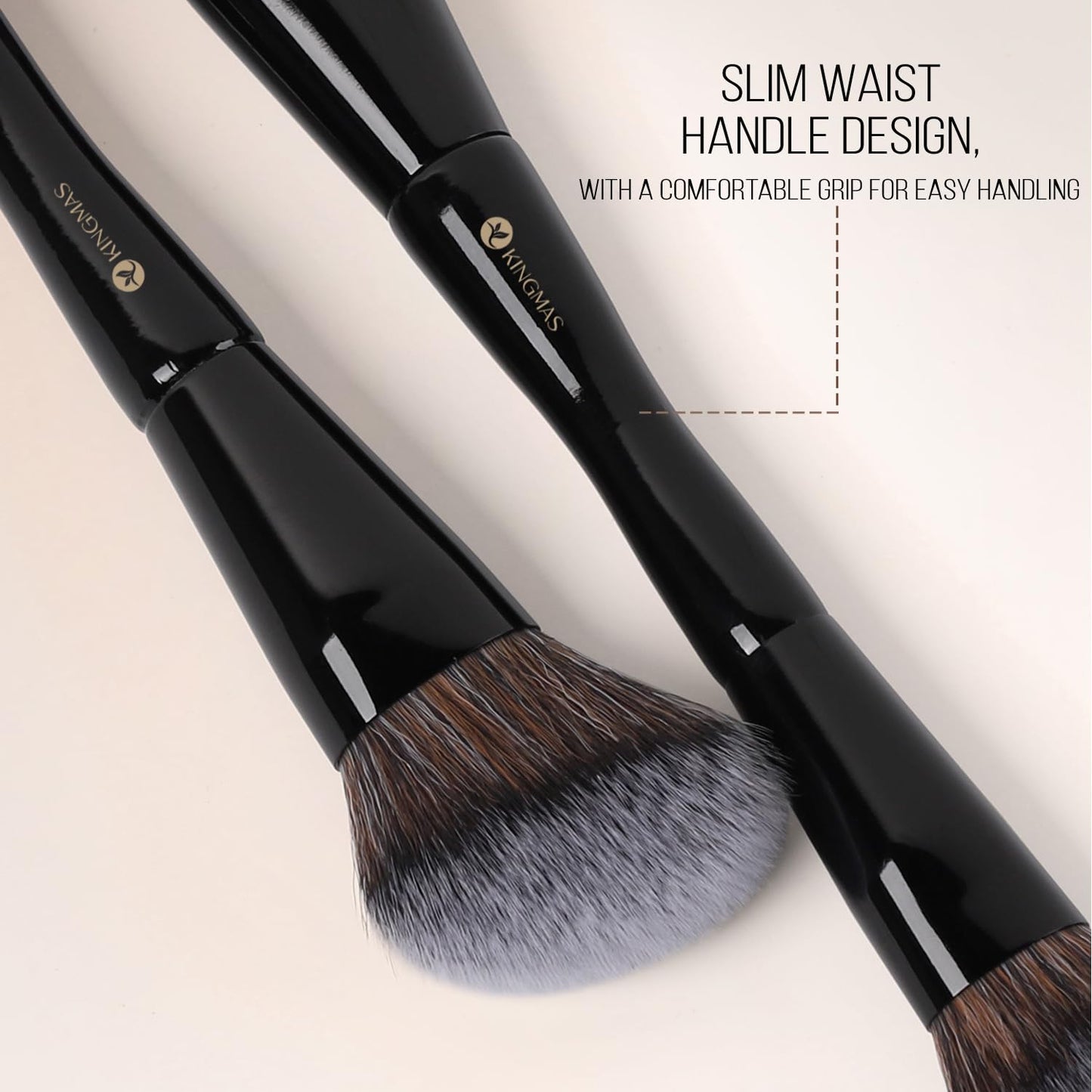 Foundation & Bronzer Duo Brush - Dual-Ended Angled & Round Top Contour Makeup Brush | Synthetic Bristles for Liquid & Powder Blending (Black)