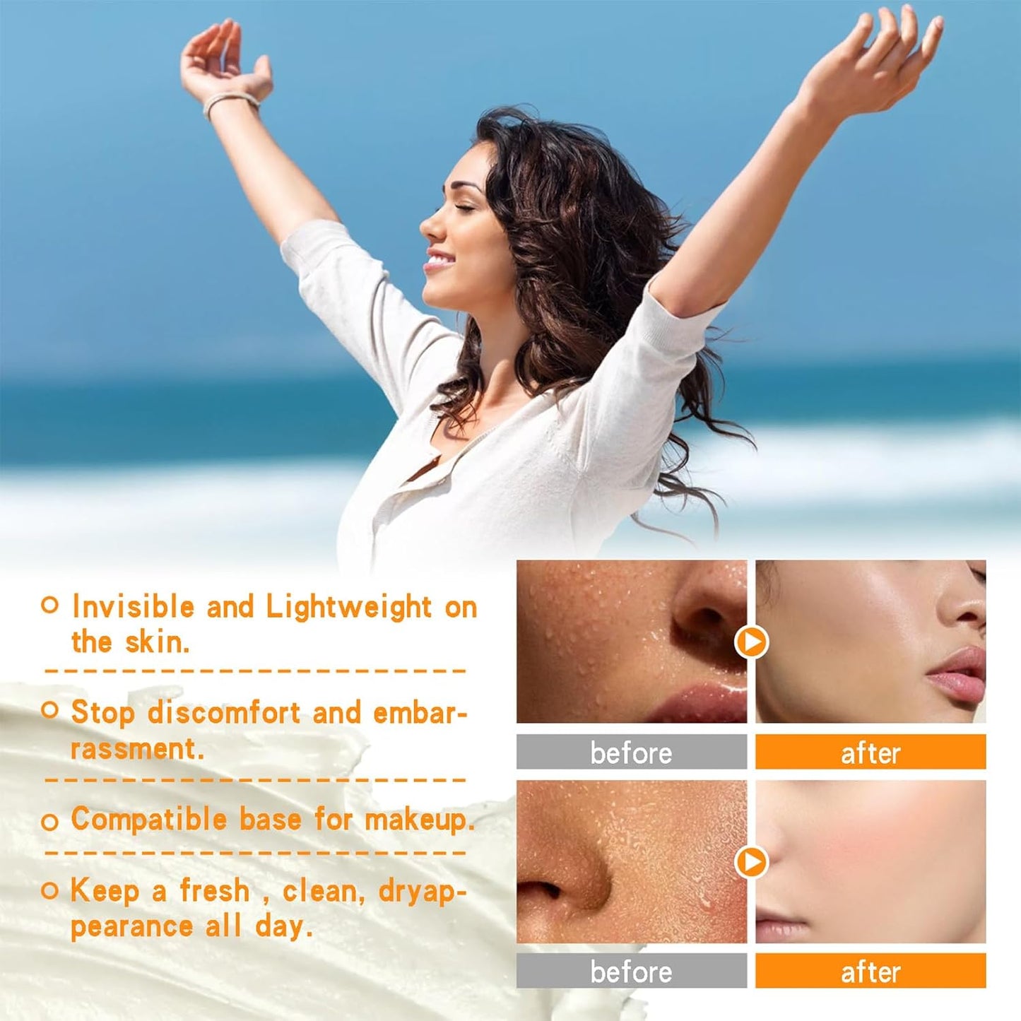 Face Antiperspirant - Sweat Blocker Lotion for Face, Body & Scalp | Control Excessive Sweating (2PCS)