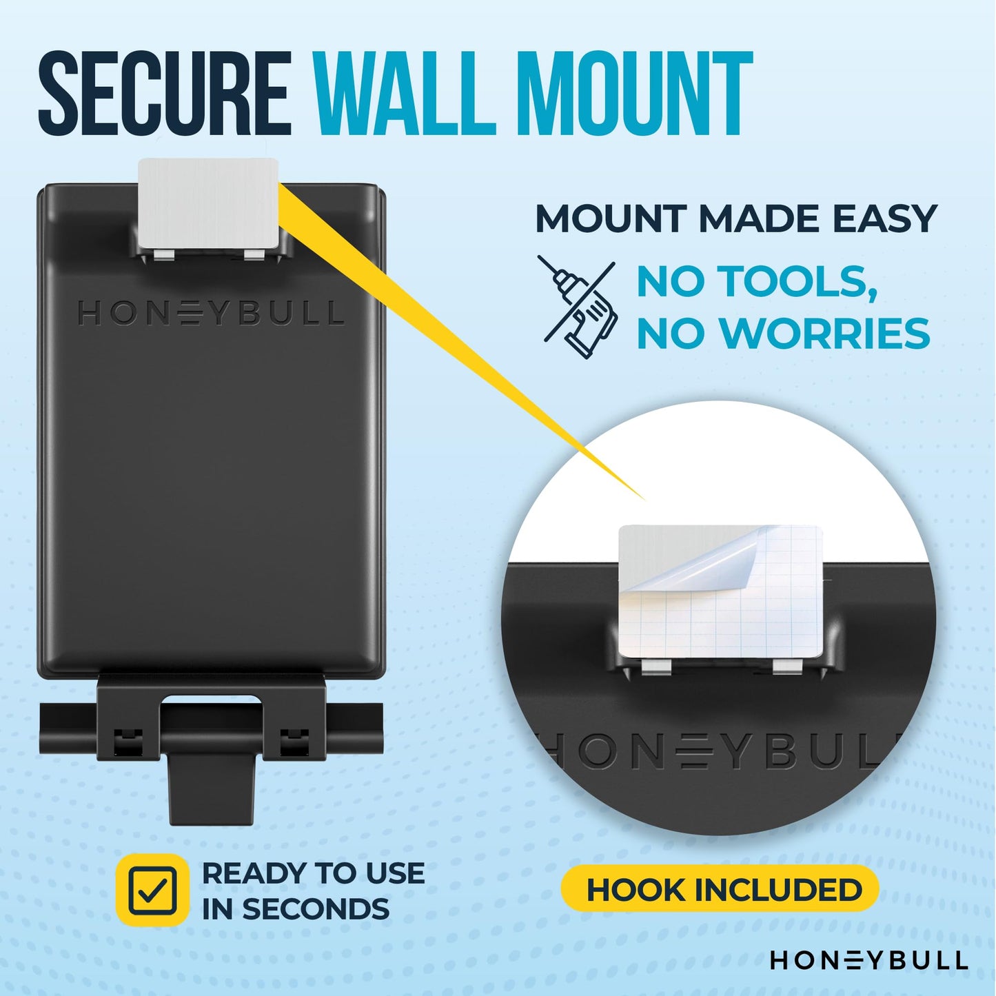 HONEYBULL Fogless Shower Mirror for Shaving with Water Tank, Adhesive Mount