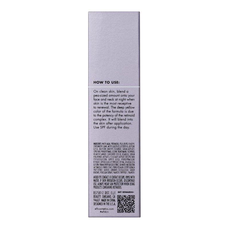 e.l.f. SKIN Youth Boosting Night Retinoid Serum - Anti-Aging Formula for Fine Lines & Wrinkles, Vegan & Cruelty-Free