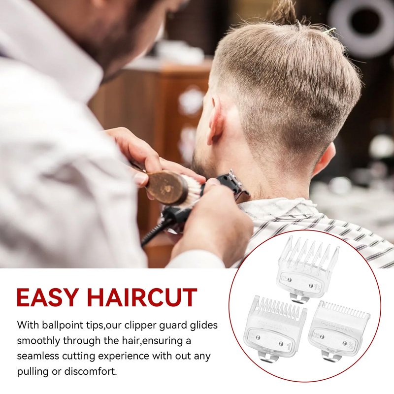 Clipper Guard Set Compatible with Wahl Guide Metal-Clipper Guides Guard Number #1/2 1/16" 1.5mm,#1 1/8" 3mm,#1 1/2 3/16" 4.5mm Metal Hair Clipper Guard for Professional Stylists & Barbers,White