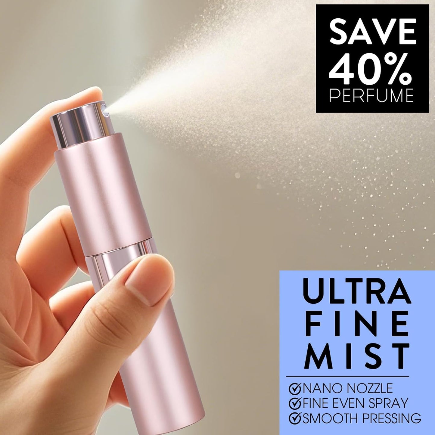 8ML Empty Perfume Atomizer Spray Bottle - 6 Pack Travel Mini Dispenser for Men & Women | Portable Twist Top
