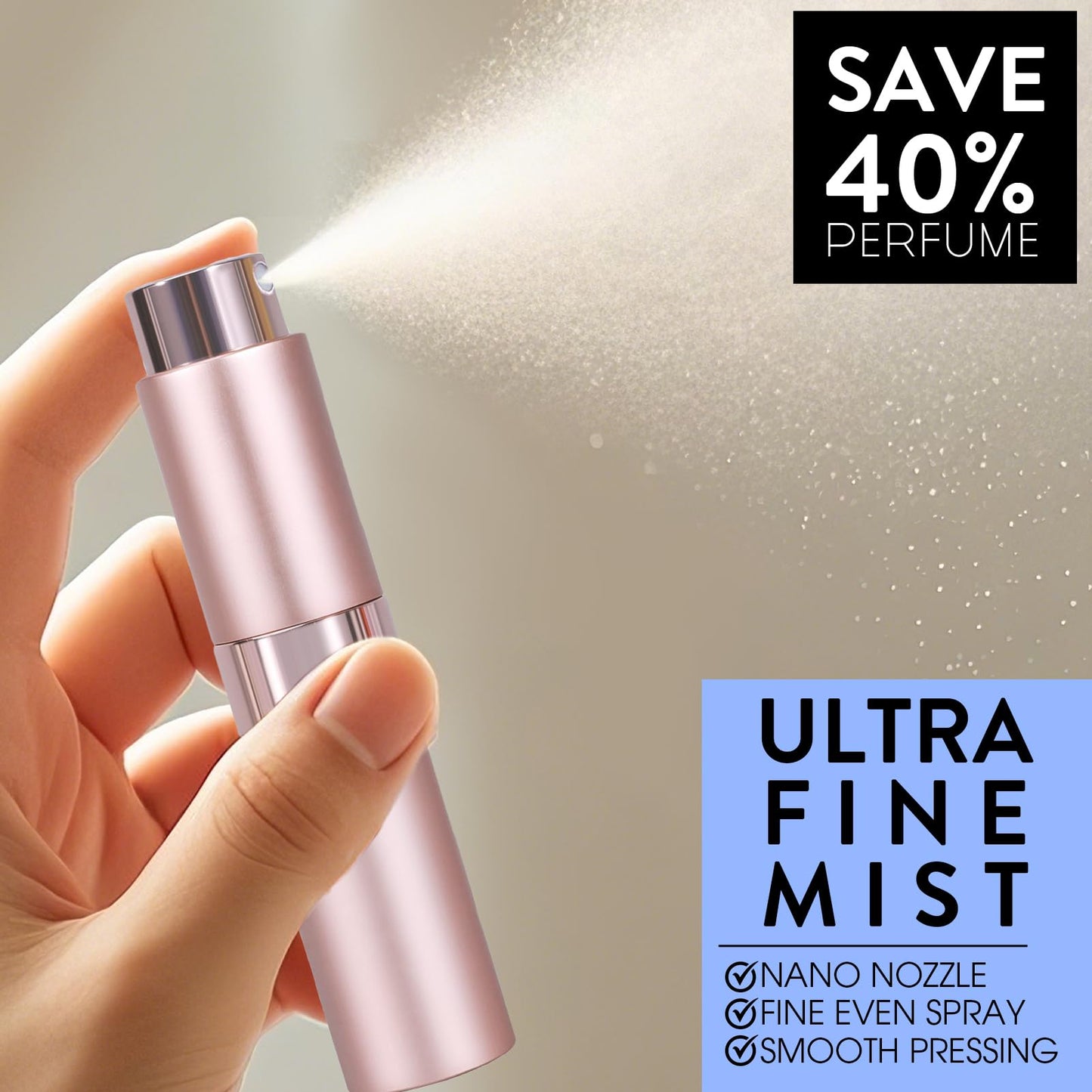 DPLASKA 6 Pack 8ML Empty Perfume Atomizer Cologne Travel Spray Bottle for Refill Portable Cologne Dispenser Mini Sprayer for Women Men Twist Tpye
