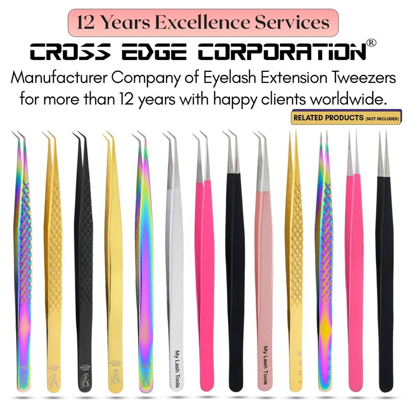 Isolation Tweezers for Eyelash Extension – 14cm Curved, Matte Red with Gold Tip, Stainless Steel, Best for Individual Isolation & Classic Lashes, Pinzas para Pestaña (Matte Red Gold Tip)