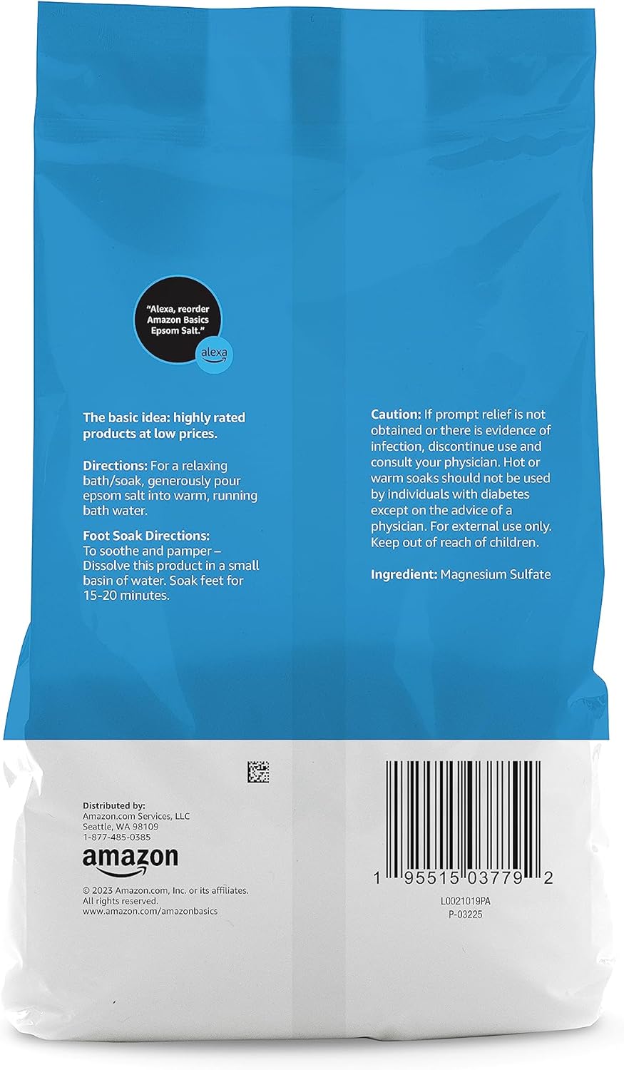Epsom Salt Soak - Unscented Magnesium Sulfate for Muscle Relief | 3 lb Resealable Bag