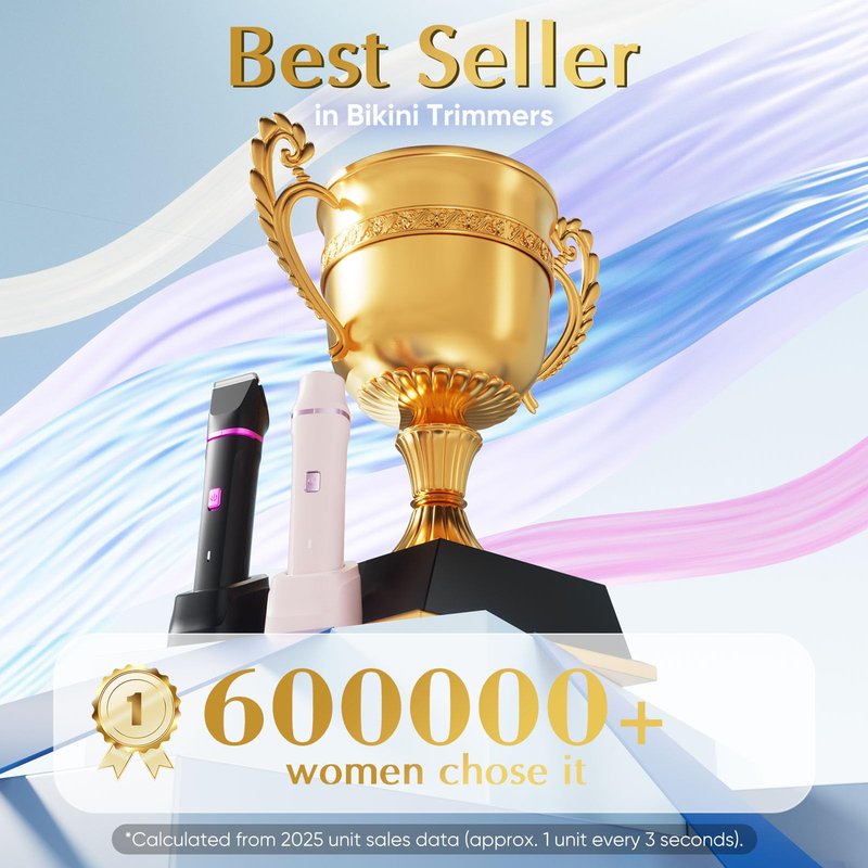 Risina Bikini Trimmer for Women - Bikini Shaver, Wet/Dry Electric Razor for Women, Dual Head Trimmer for Bikini Line and Underarms, IPX7 Waterproof, Cordless Rechargeable, Birthday Gifts for Women