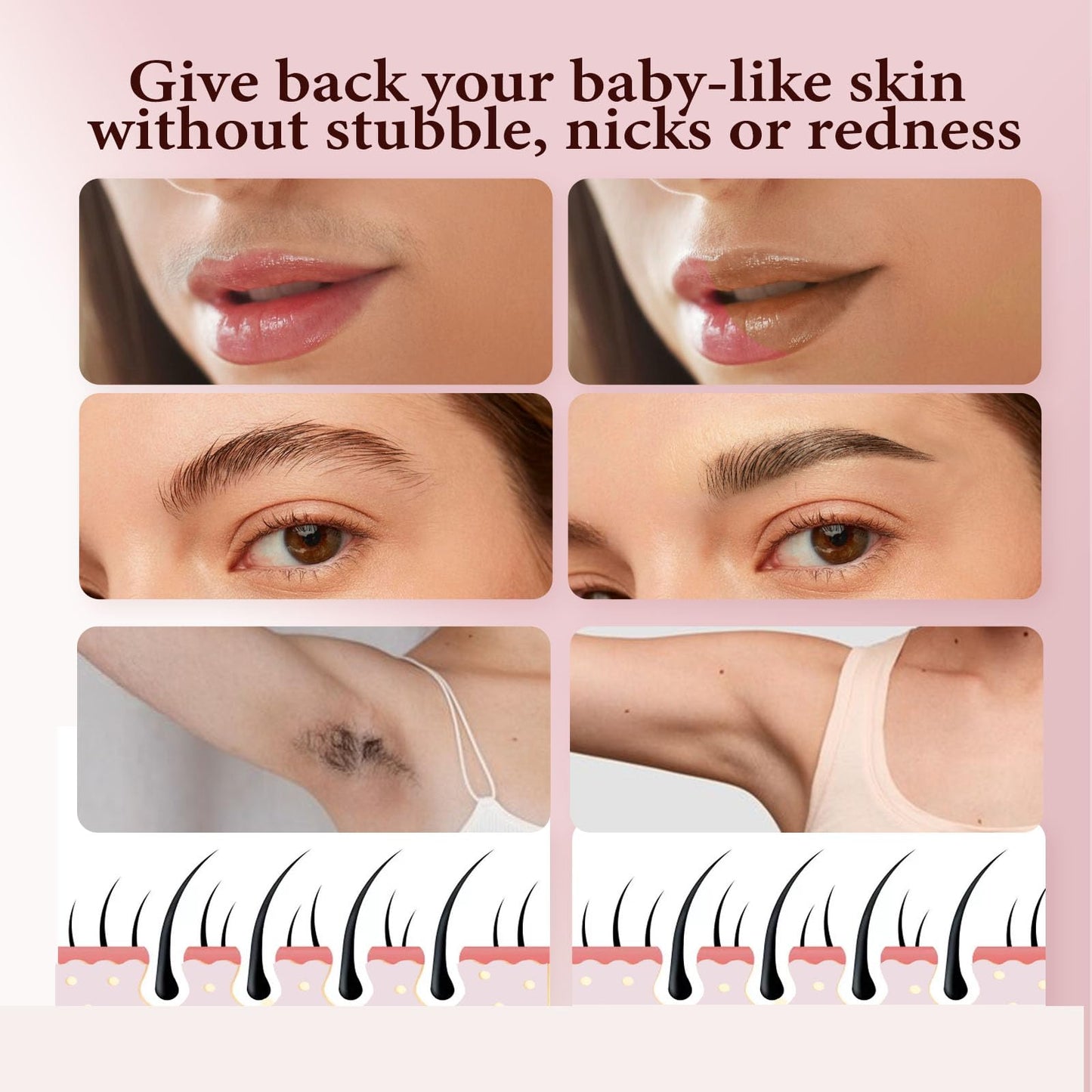 Gurelax Replacement Heads for Finishing Touch Facial Hair Remover, Upgrade Gen 3 Eyebrow Hair Remover Replacement Heads, Painless 18k Gold Replacement Blades for Flawless (3+3)