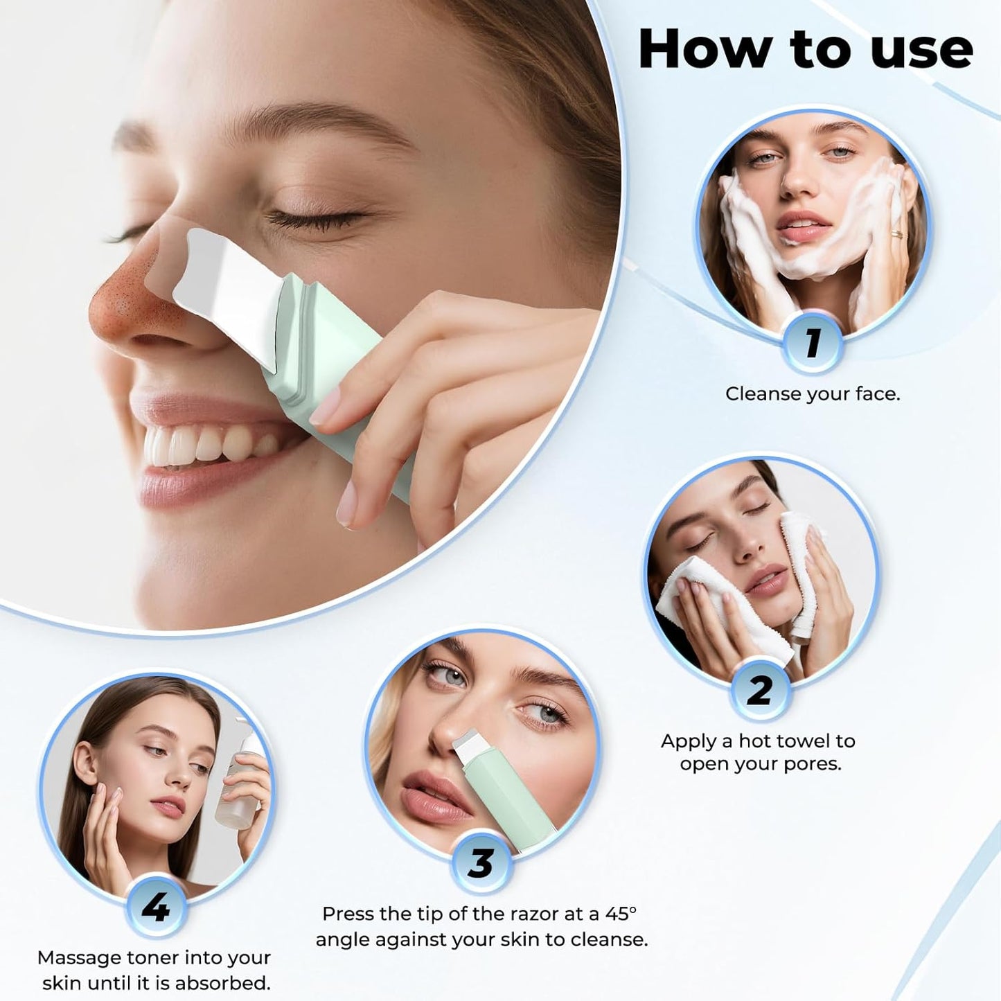 Blackhead Remover Tool - Double-Headed Face Scrubber for Deep Cleansing | Green Skin Care Spatula for Men & Women