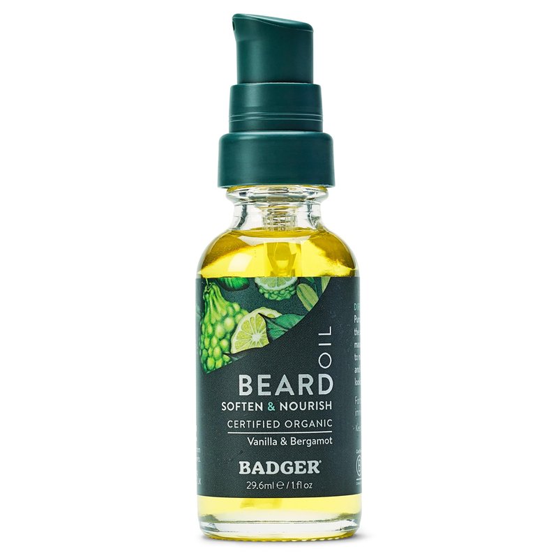 Badger Beard Oil, Babassu & Jojoba, Certified Organic, Premium Beard Conditioner, Beard Oil for Dry Skin, Beard Oil for Long Beards, Facial Hair Oil, 1 fl oz Glass Bottle