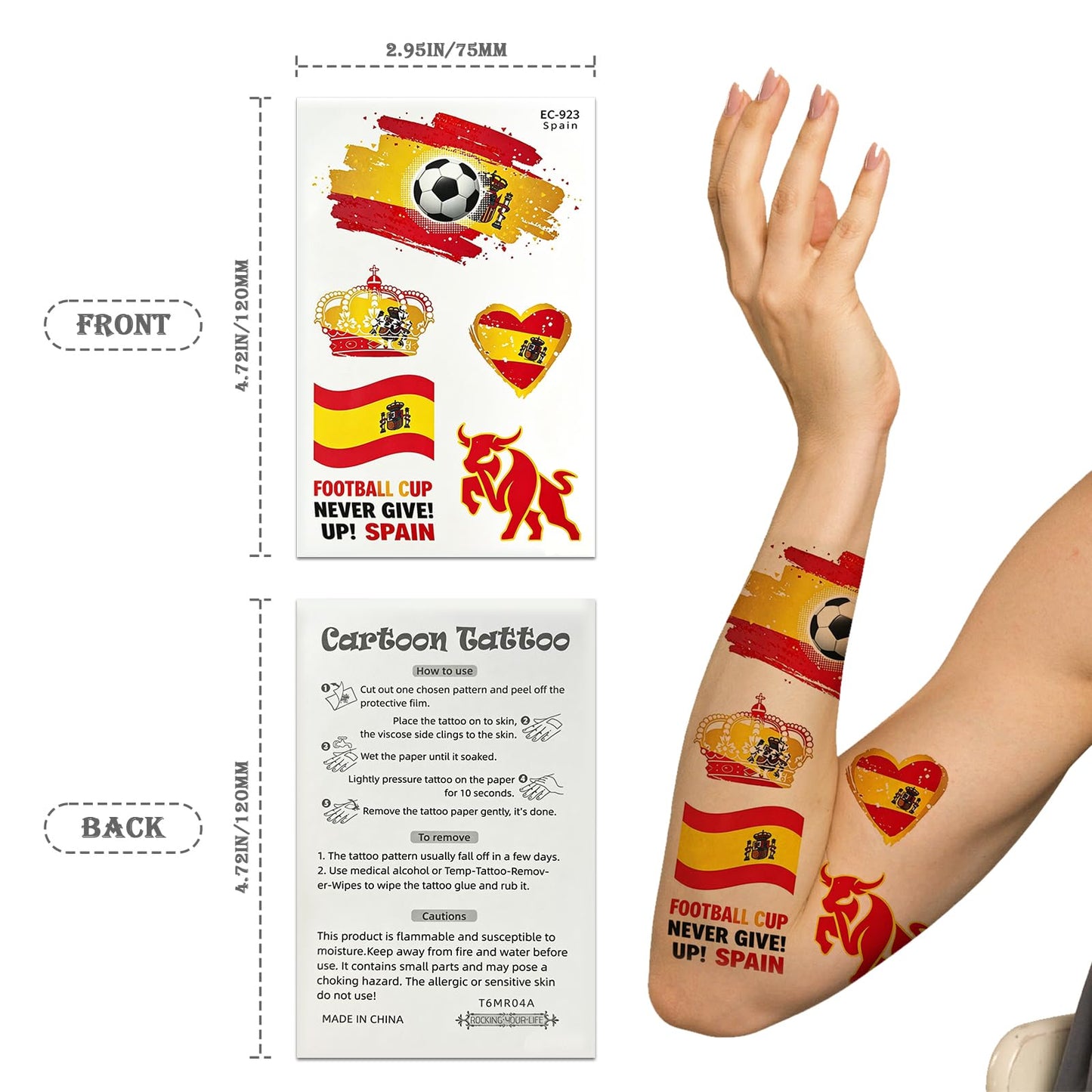 Spain Flag, World cup stickers for Face and Body Painting,Pre-cut Temporary Tattoos,2026 USA‑Canada‑Mexico FIFA World Cup Fan Flag, Double‑Sided Printed with Brass Grommets