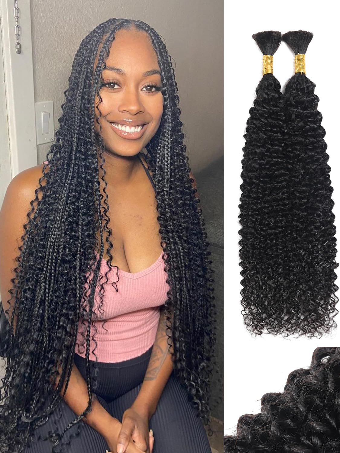 YNiSew Boho Braiding Hair Bulk - 100g Micro Braiding Bundles: Human Hair Without Wefts