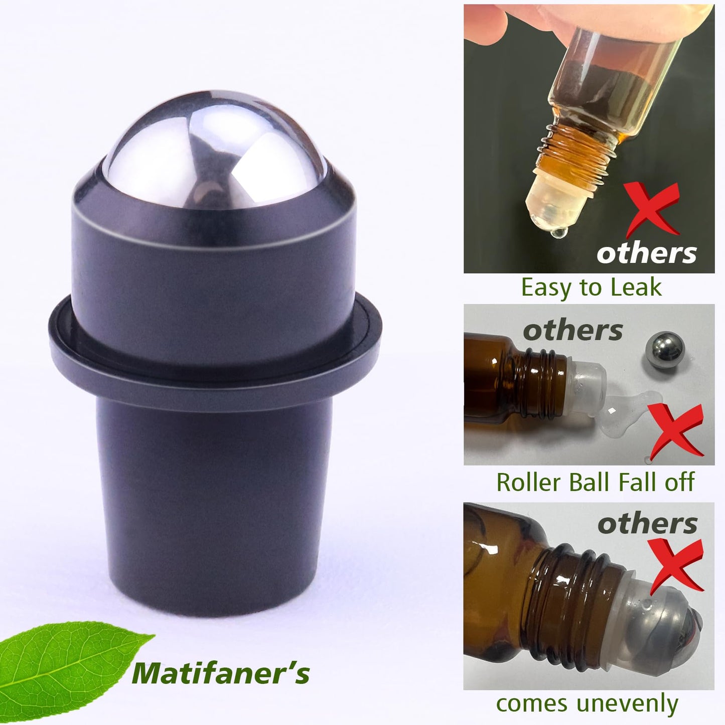 Matifaner 8 Pack Essential Oil Roller Bottles with Scale, 1/3 oz Amber Glass Roller Balls for Essential Oils, 10ml Empty Rollerball Bottles for Travel Refillable Roll on Perfume (Amber)