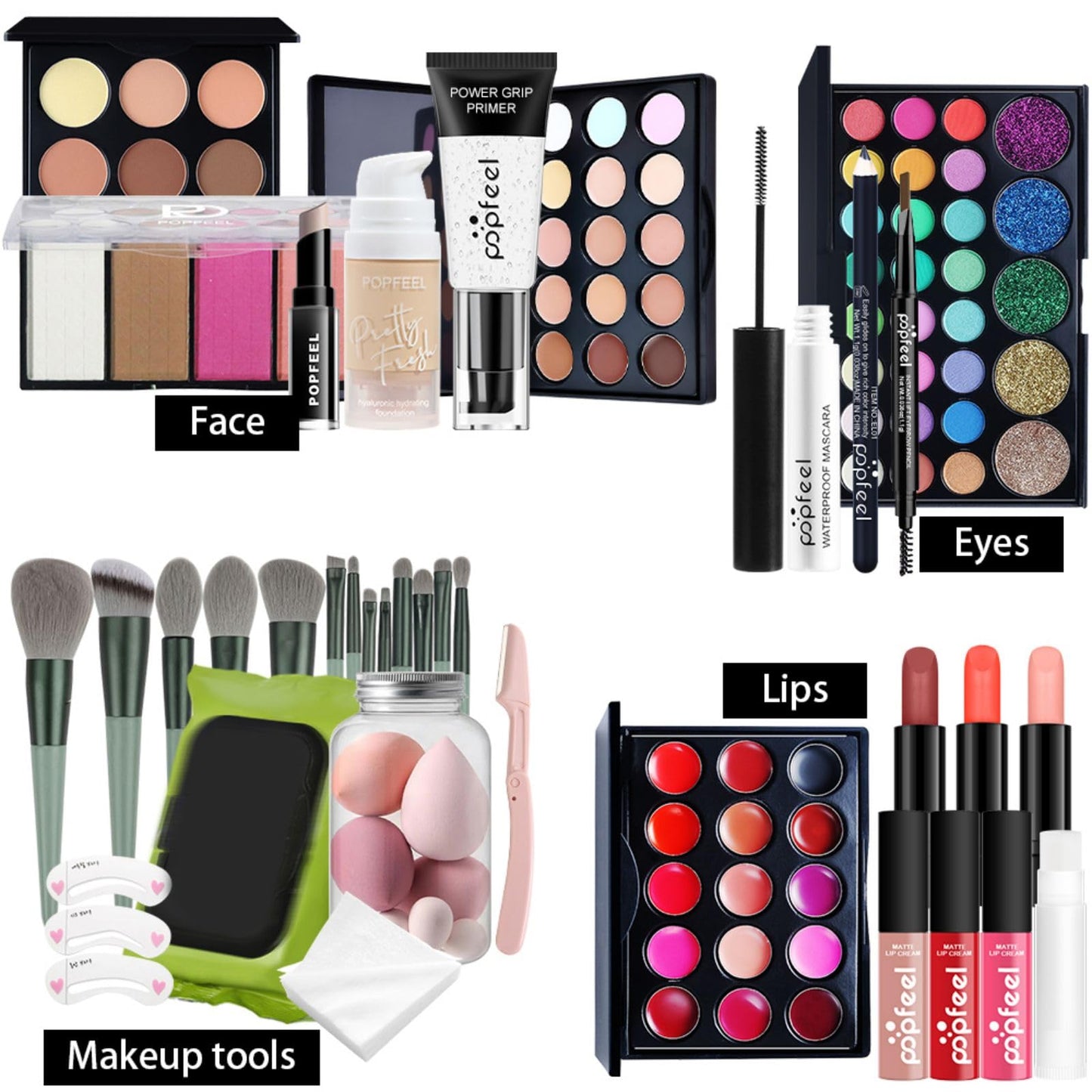 FantasyDay All in One Makeup Kit for Women Full Kit Girls Makeup Gift Sets Xmas Essential Bundle Include Eyeshadow Palette Lipstick Blush Concealer Eyeliner Mascara Foundation Brush Eyebrow Pencil