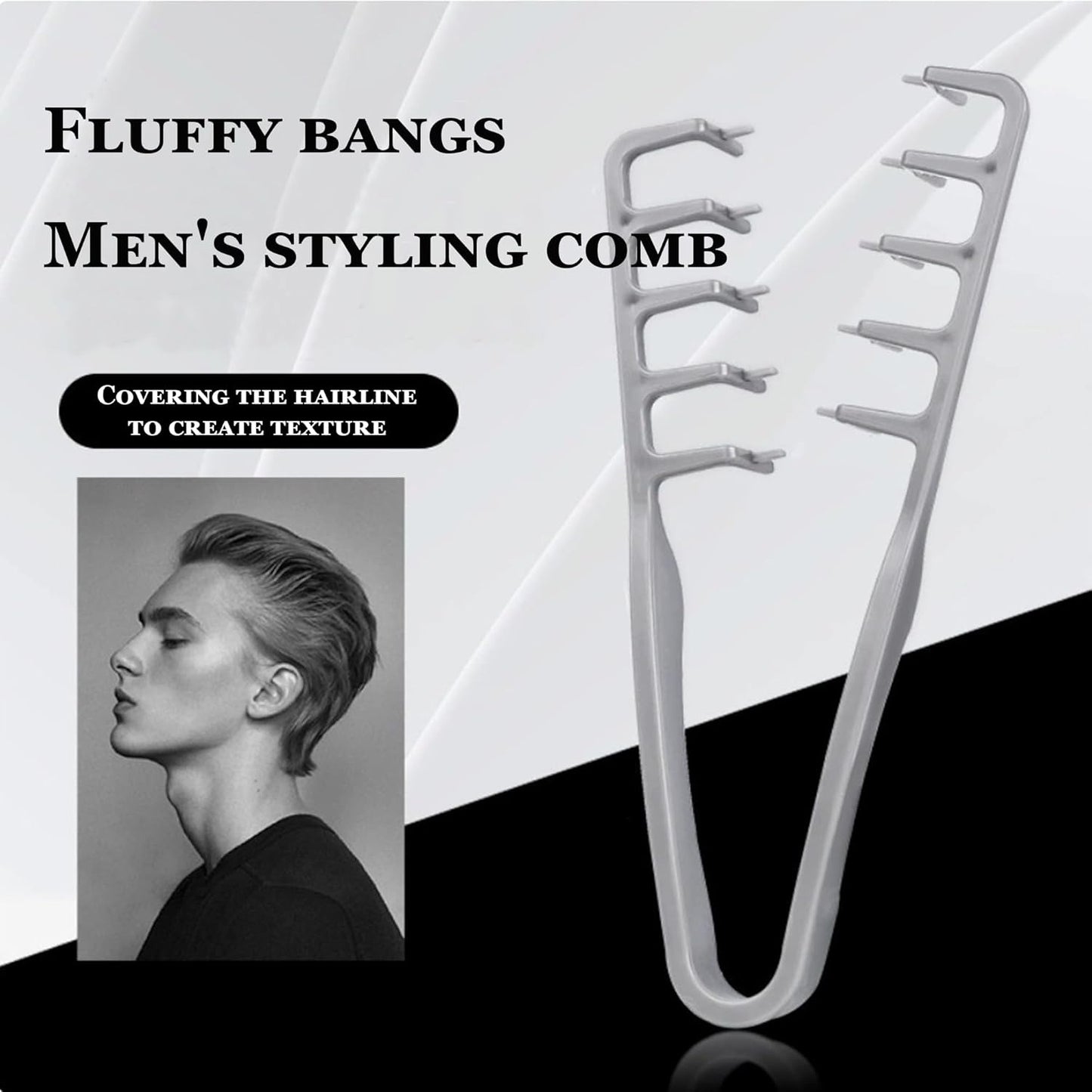 Volumizing Comb - Fluffy Texture Styling Tool for Men & Women | Non-Slip Grip, ABS Plastic (Black)