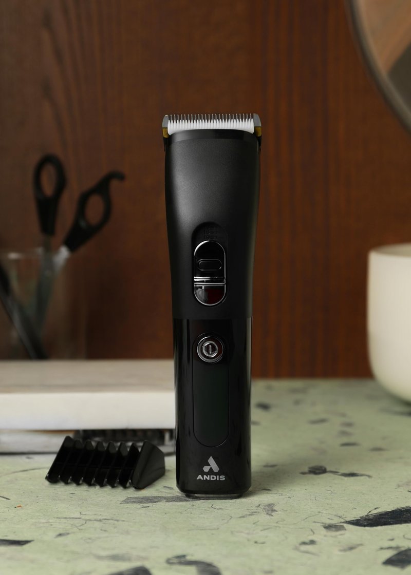 Andis 560547 Envision Cordless High-Speed Hair Clipper, 21-Piece Kit, Adjustable Blade, 1.5” LED Digital Display Screen, Black