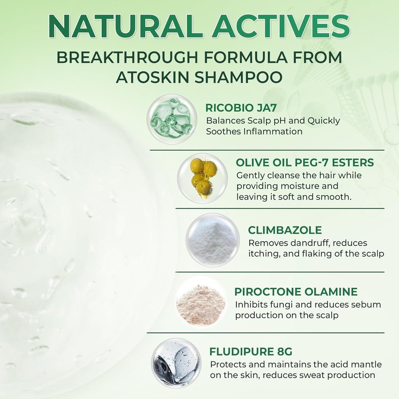 Atoskin Shampoo for Seborrheic Dermatitis - Reduces Oil & Enhances Scalp Comfort | 6.8 oz