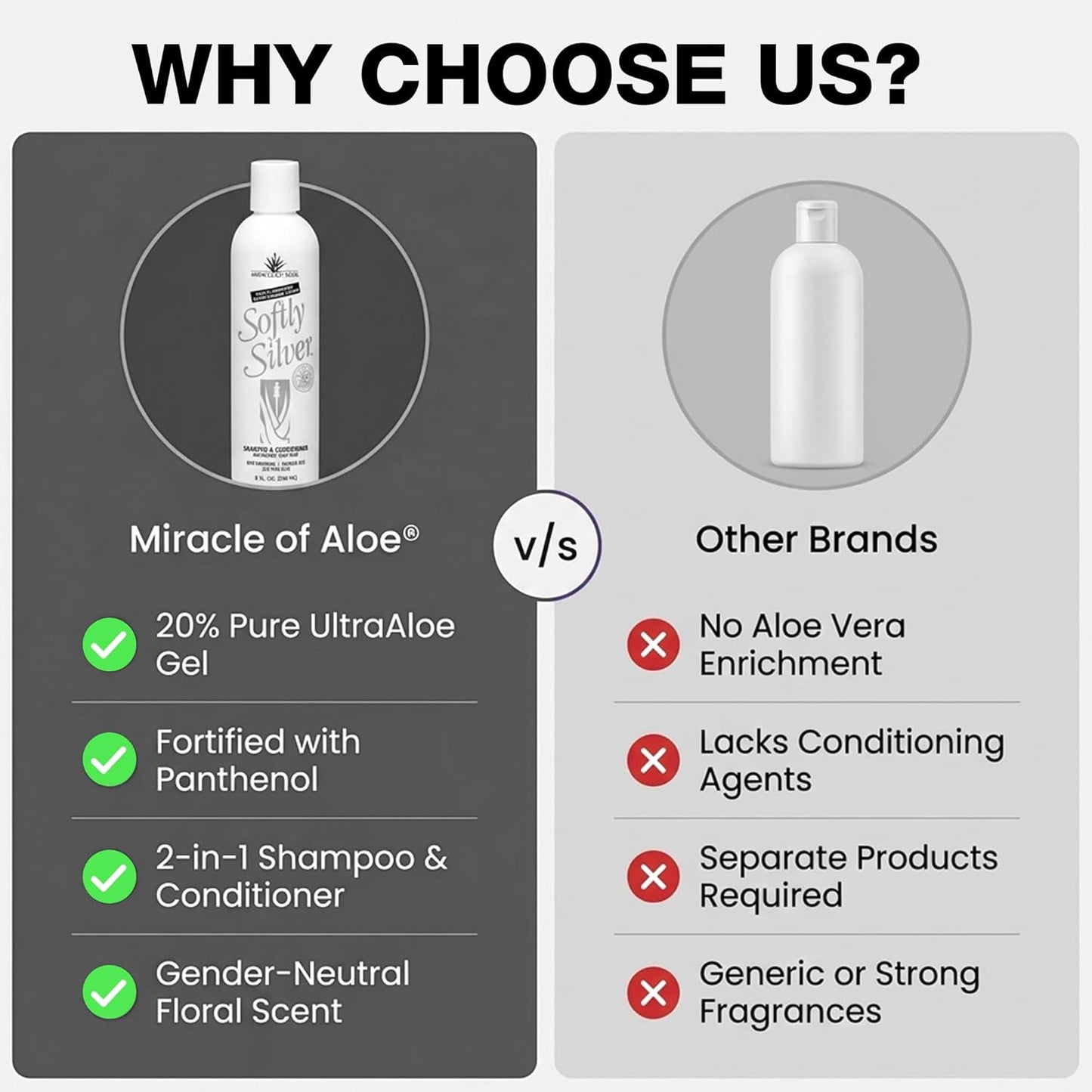 Silver Shampoo for Gray Hair - 2-in-1 Purple Restorative Wash with Panthenol & Aloe | Adds Luster & Bounce