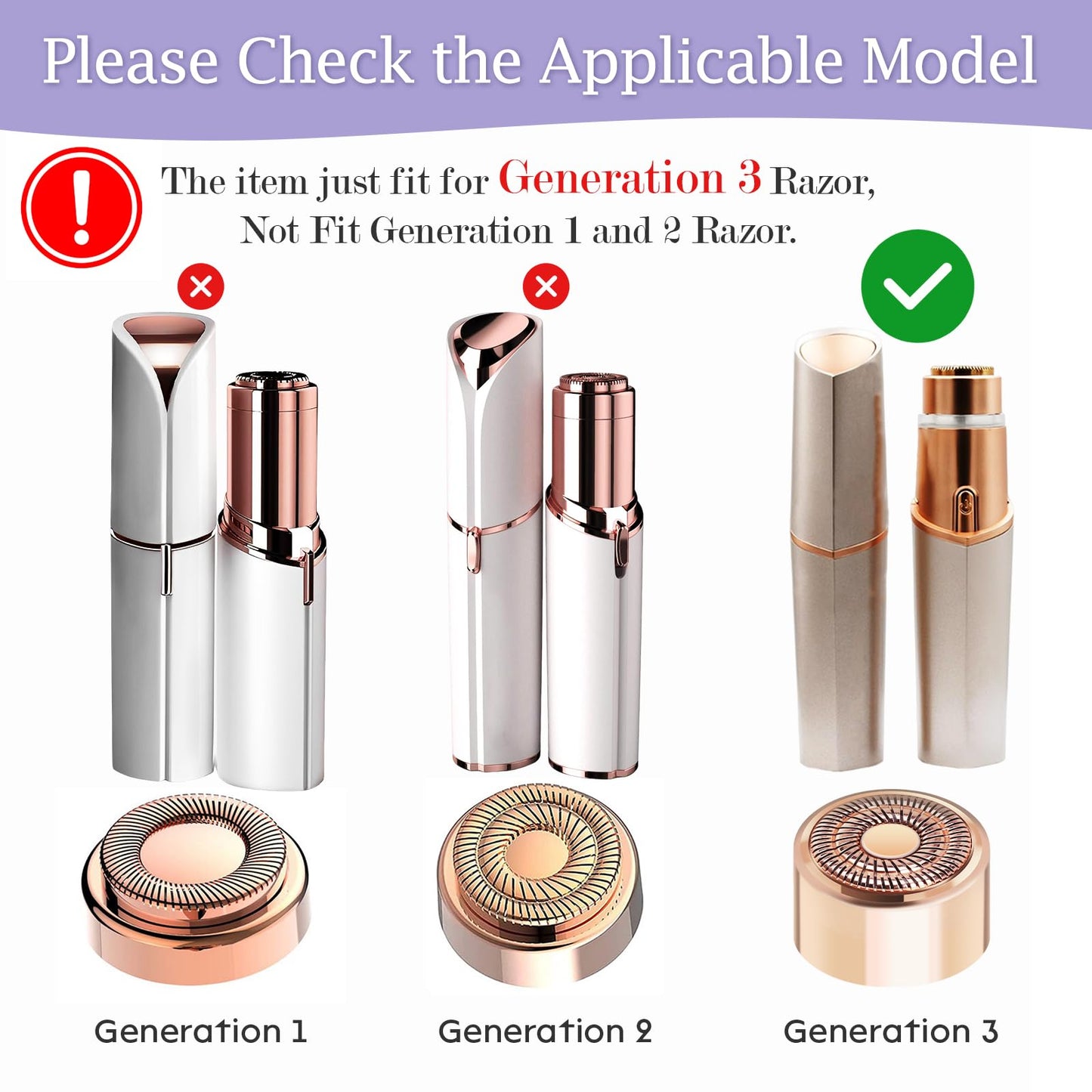 【Gen 3】Facial Hair Remover Replacement Heads for Flawless Replacement Heads Gen 3 Compatible with Finishing Touch Flawless Facial Hair Remover,New Upgraded Blades.(3-Gold B Version)