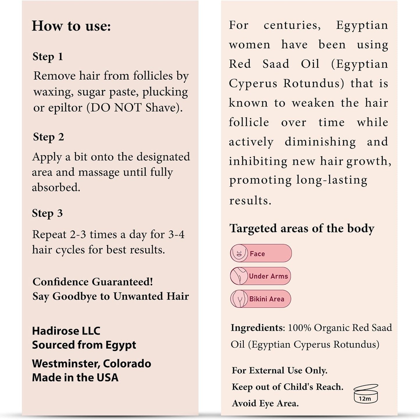 **Egyptian Cyperus Rotundus Hair Removal Oil - Pure Red Saad Concentrate | Post-Wax Skin Nourisher & Hair Growth Inhibitor**