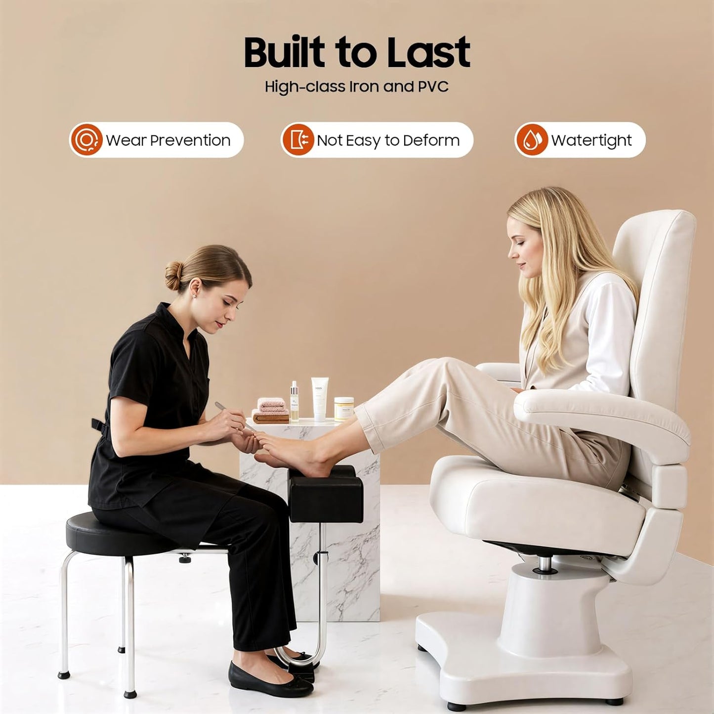 Portable Pedicure Foot Rest Stool - Adjustable Height for Spa & Beauty Salon | Black