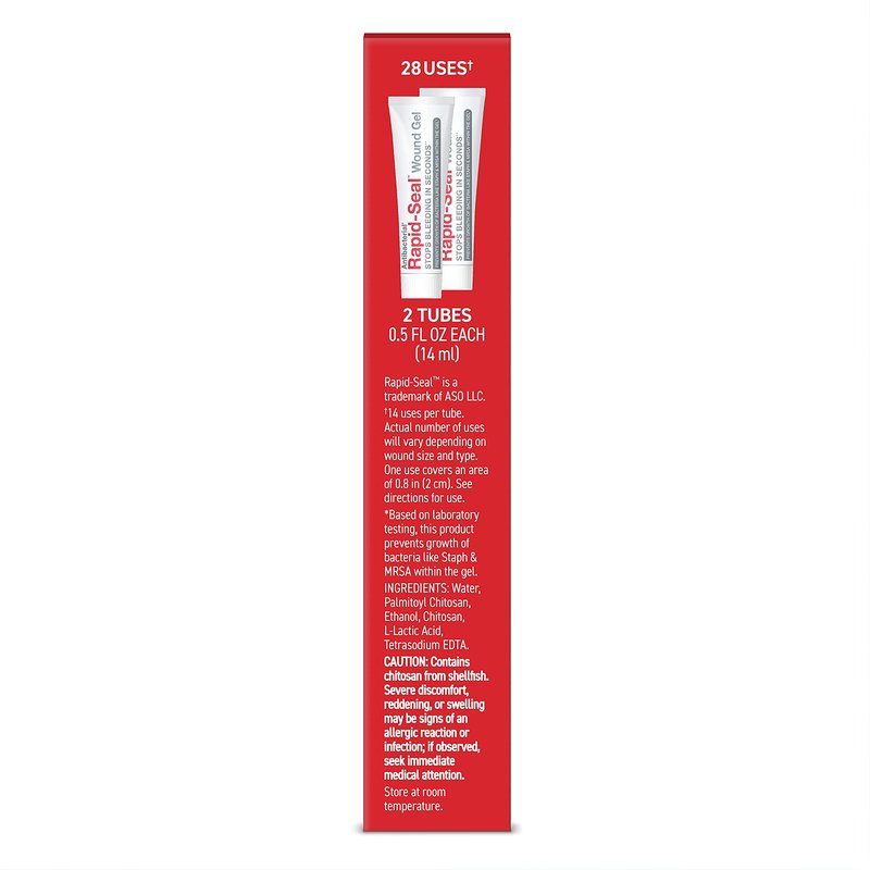 Rapid-Seal Wound Gel (2 Tubes) | Stops Bleeding in Seconds | Ideal for Cuts, Scrapes and Razor Nicks for Emergency First Aid Supplies