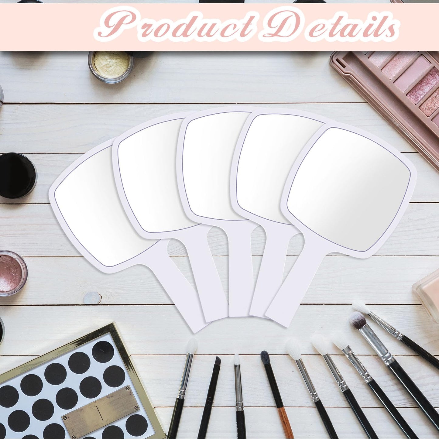 Threehoney 25 Pcs Hand Mirrors Bulk Small Handheld Mirrors with Handle 6.3 x 3.54 Inch Travel Makeup Tools Portable Vanity Glass for Bathroom Home Barber Salon Camping Gifts for Women (White)