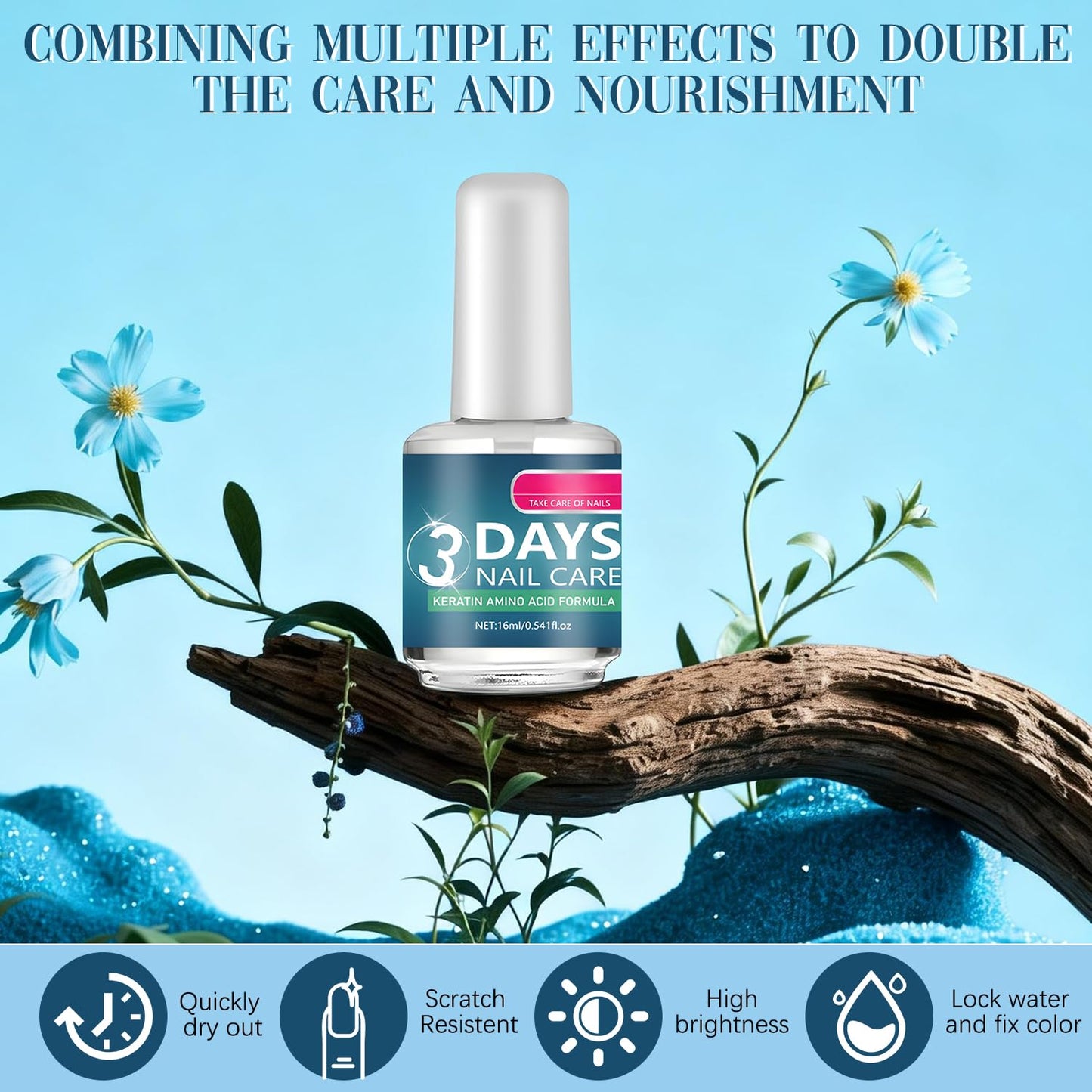 Nail Care Treatment - 3PCS Keratin Amino Acid Moisturizing Set for Dry, Weak Nails | 16ML Cuticle Oil for Strength & Shine