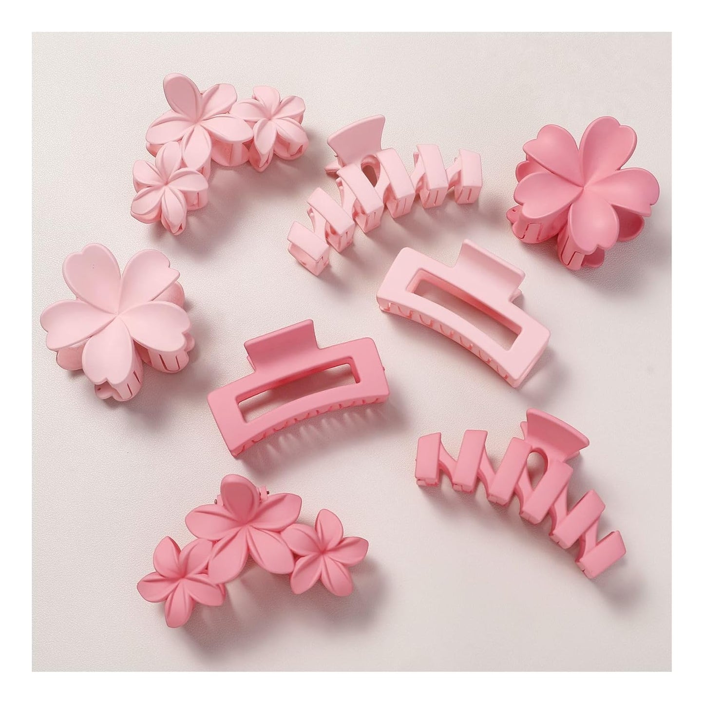 Hair Clips for Women - 8 Pcs Stylish Flower Claw Clips for Strong Hold | Black & White Tortoise