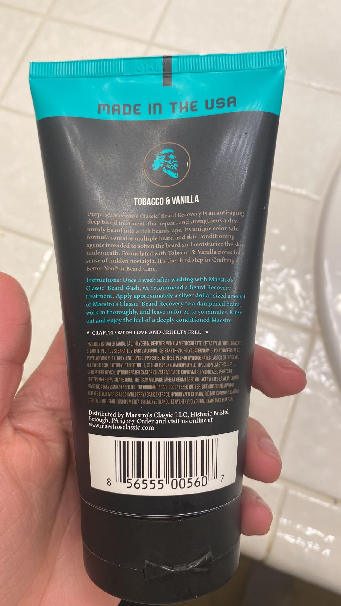Maestro's Classic Beard Recovery Tube – Spirited Blend Moisturizer & Conditioner for Men | Hydrates, Softens & Revives | For All Hair Types & Daily Care, 8 oz