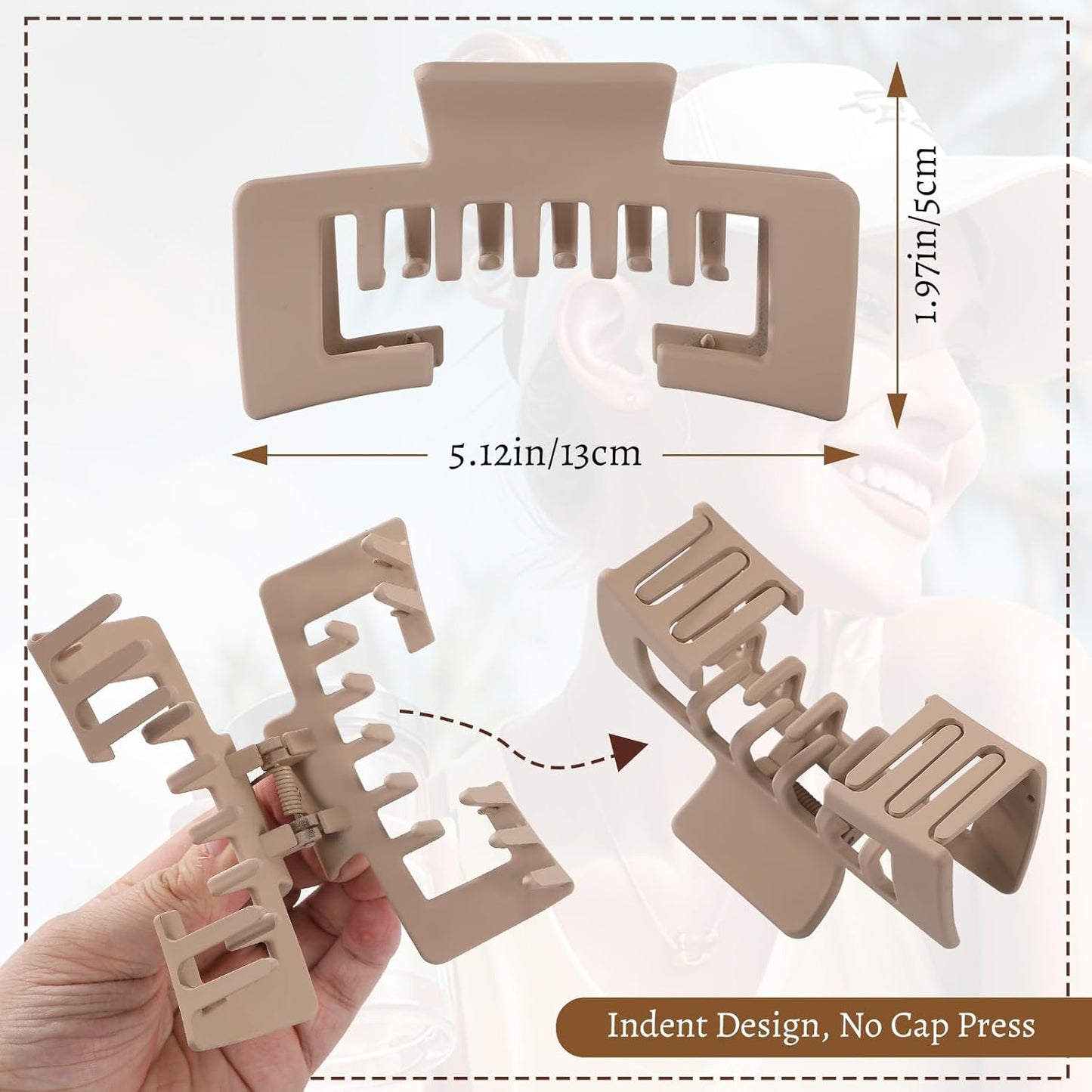 Hair Claw Clips - 6 PCS Non-Slip Strong Hold for Baseball Caps | Ideal for Thick & Thin Hair