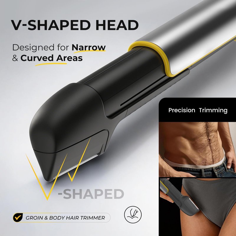 PRITECH Body Hair Trimmer for Men, Rechargeable Pubic Hair Trimmer for Men Electric Back Shaver for Men Waterproof Wet/Dry Body Groomer Ball Shaver