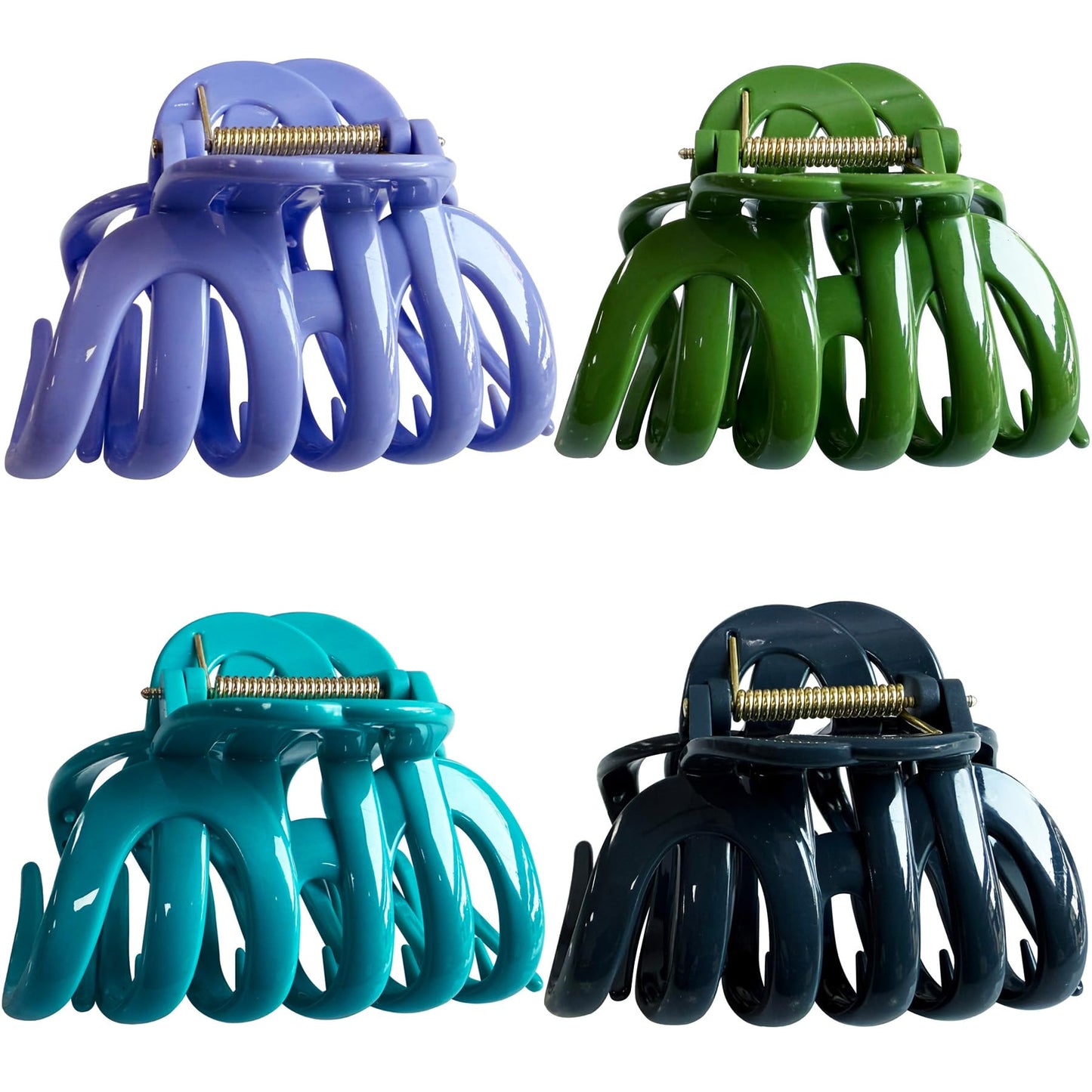 No Break Large Claw Clips for Thick Hair,Jumbo Octopus Hair Clips for Women Long Hair, Big Jaw Clips Curly Hair,Giant Clamps Clips 4 Pack Hair Styling Accessories Mixed Set (Fresh color)