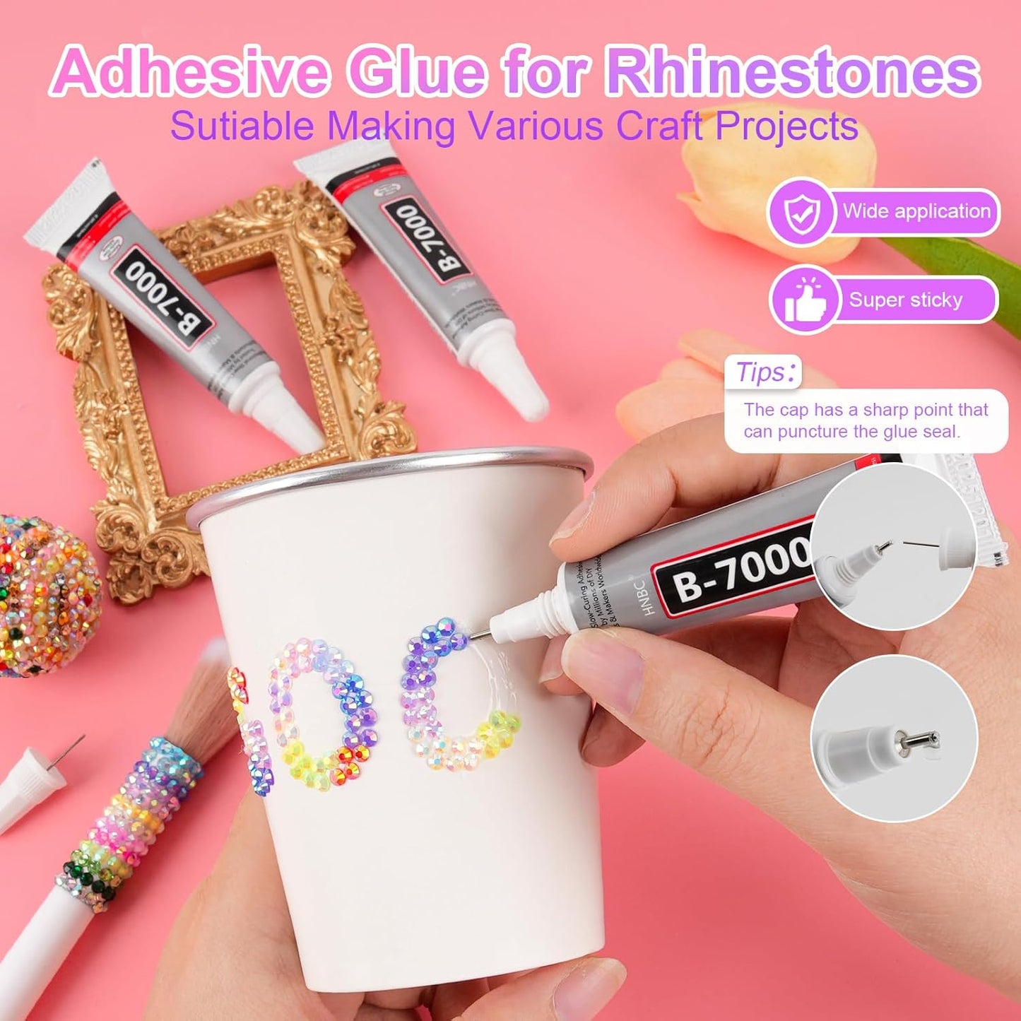 Canvalite Jelly Rhinestones - 40 Colors 3mm Flatback Gems for Diamond Art | Bedazzler Kit with 3Pcs Jewelry Glue