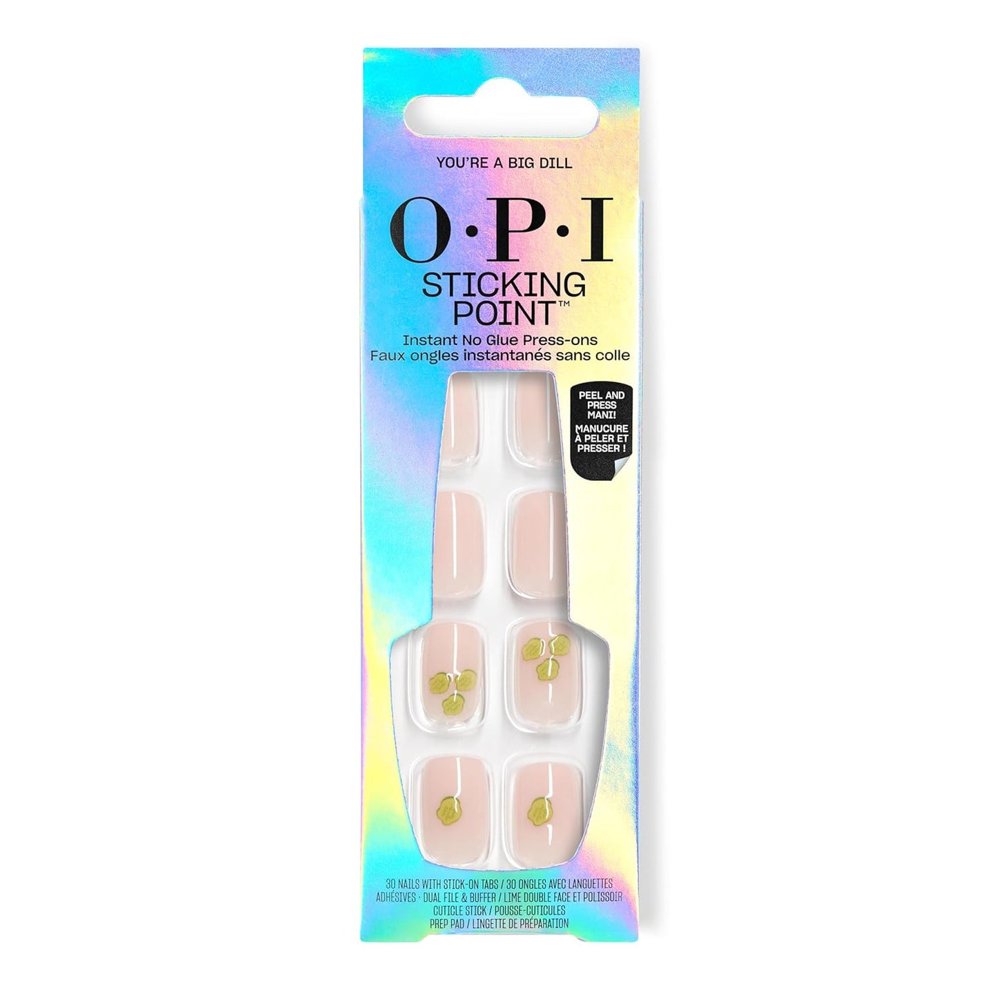OPI Press On Nails - Instant No Glue Application | 30 Count, Short Round, Almond & Squoval Styles