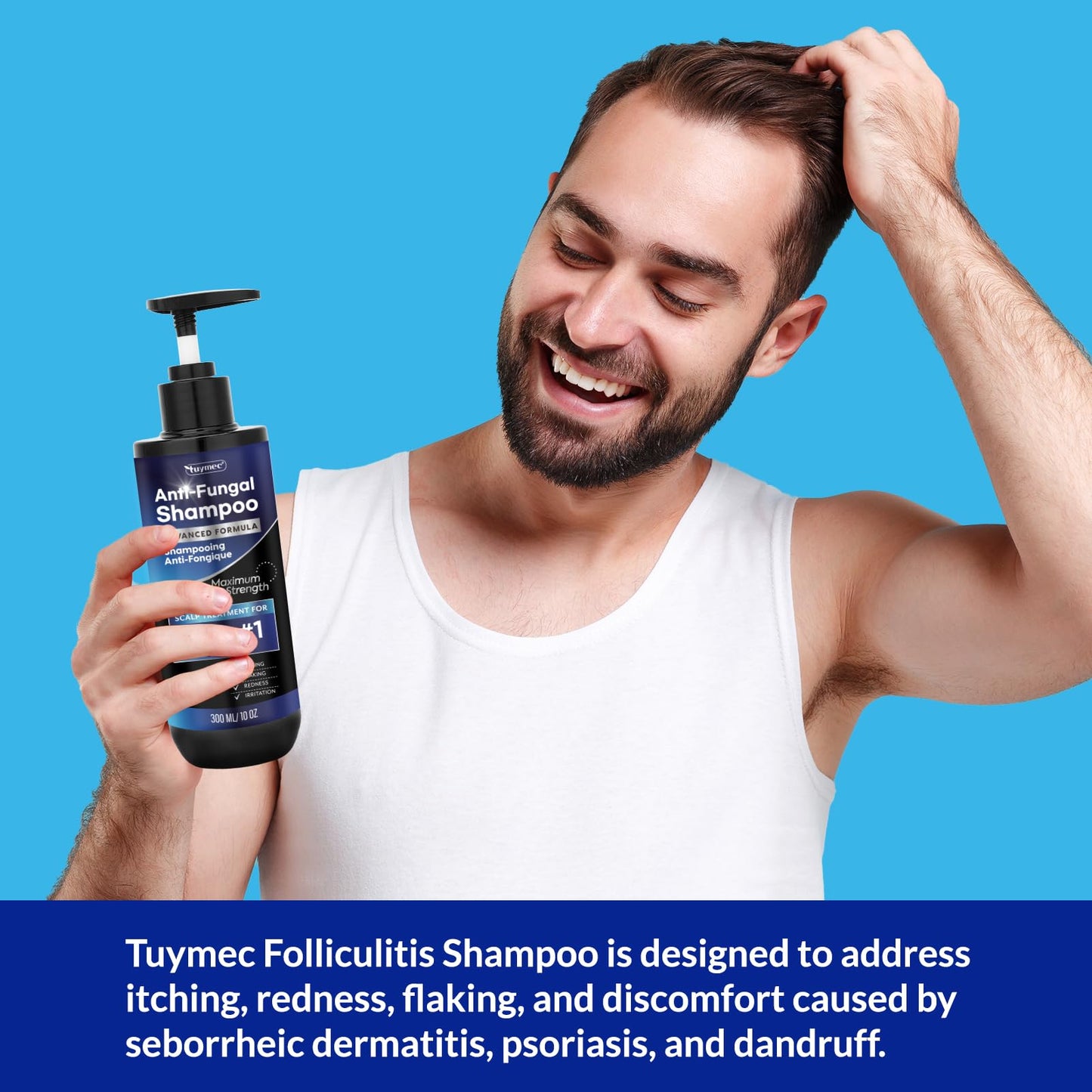 Tuymec Psoriasis Shampoo, Seborrheic Dermatitis Folliculitis Shampoo, Anti-Fungal and Anti-Dandruff for Men and Women 300ML.