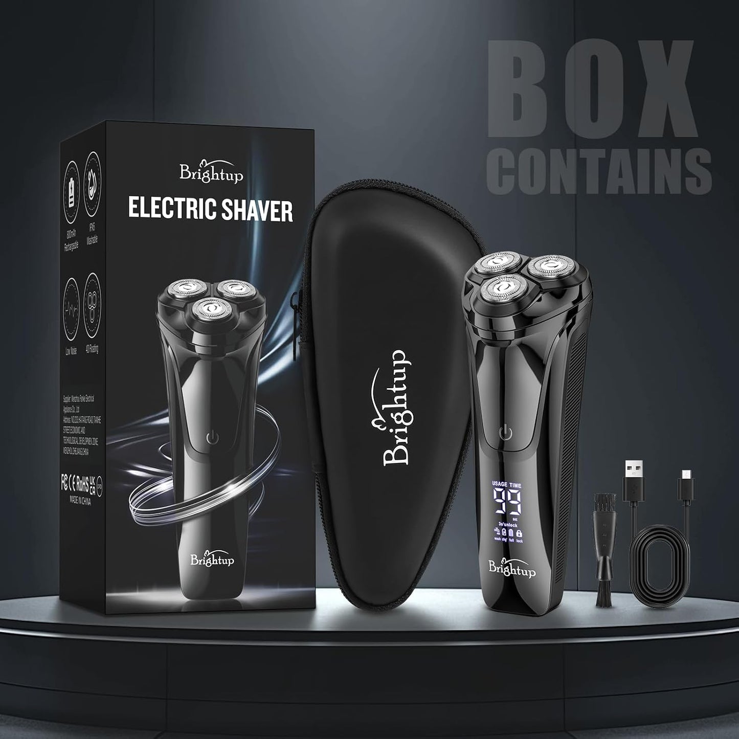 Electric Razor for Men - Wet & Dry Shaver with 4D Flex Blades, Pop-up Trimmer | USB Fast Charging, LED Display, Travel Lock