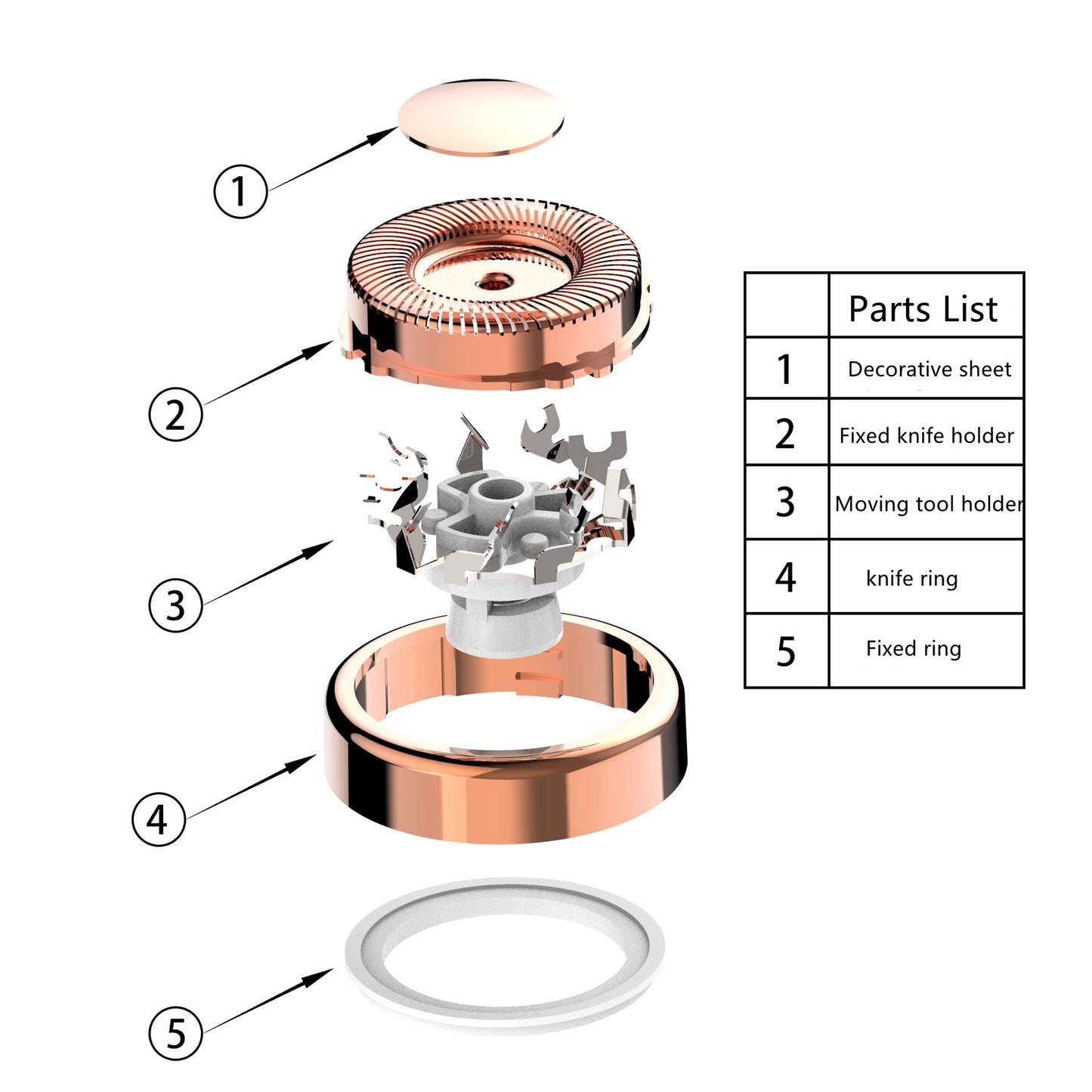 Facial Hair Remover Replacement Heads, for Flawless Finishing Rose Gold-Plated Blade Head, Cover Perfect and Smooth Finishing, 6 Pcs Rose Gold, Generation 1 Single Halo (Rose Gold-3Pcs)