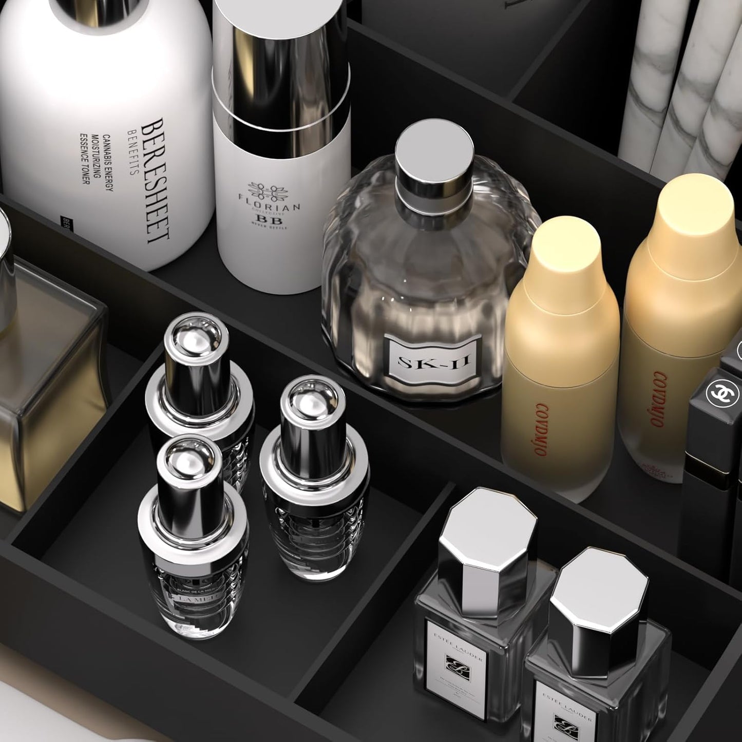 Makeup Organizer with Drawers - Vanity & Bathroom Countertop Storage for Brushes, Lotions, & Cosmetics Display | Stylish Design
