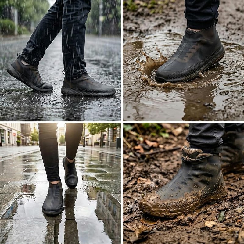 Waterproof Silicone Shoe Covers - Reusable Non-Slip Overshoes for Rain & Mud | Black Small