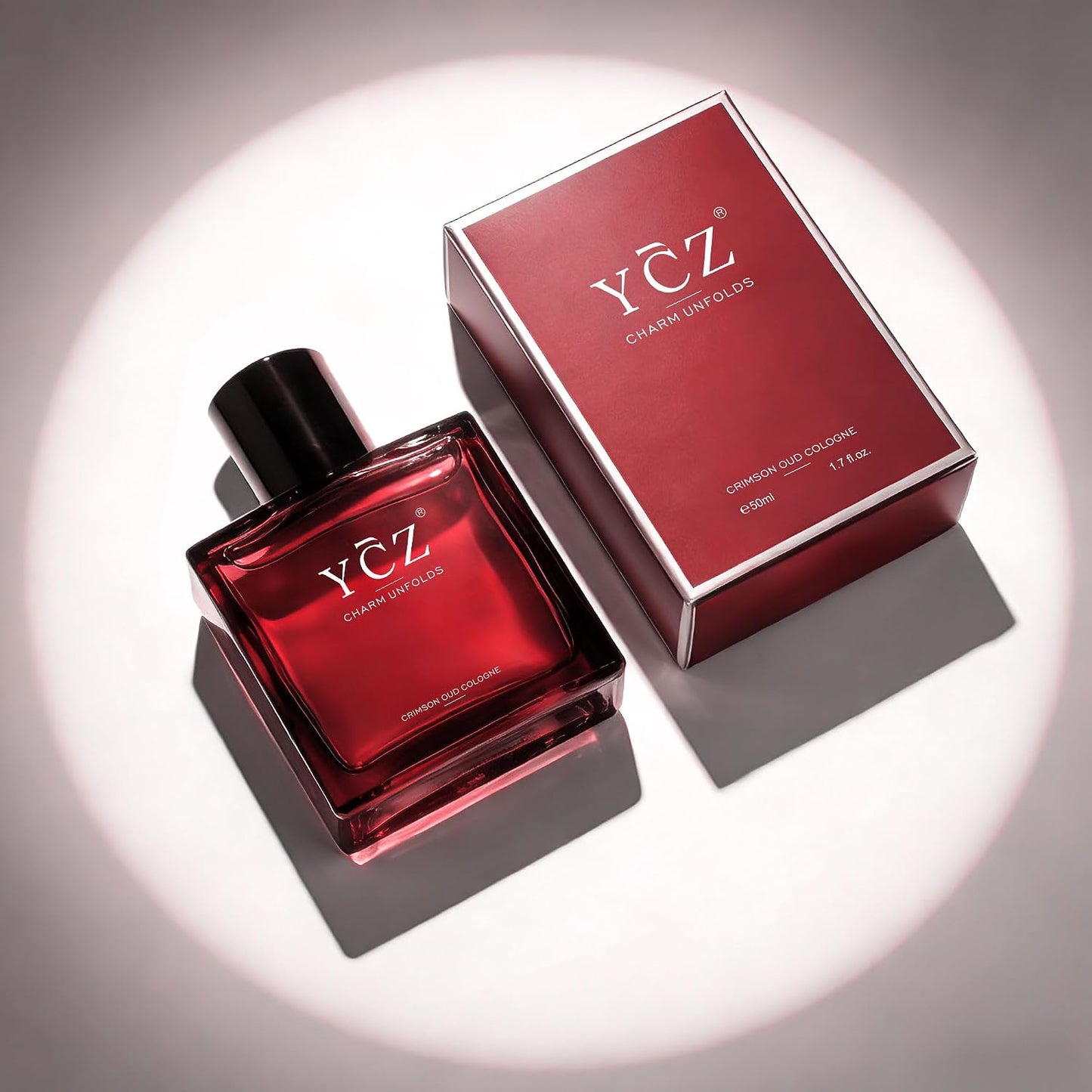 Ycz Crimson Oud Cologne for Men - Long-Lasting Oriental Woody Eau De Parfum | 1.7oz with Rose, Raspberry, Papyrus & Amber