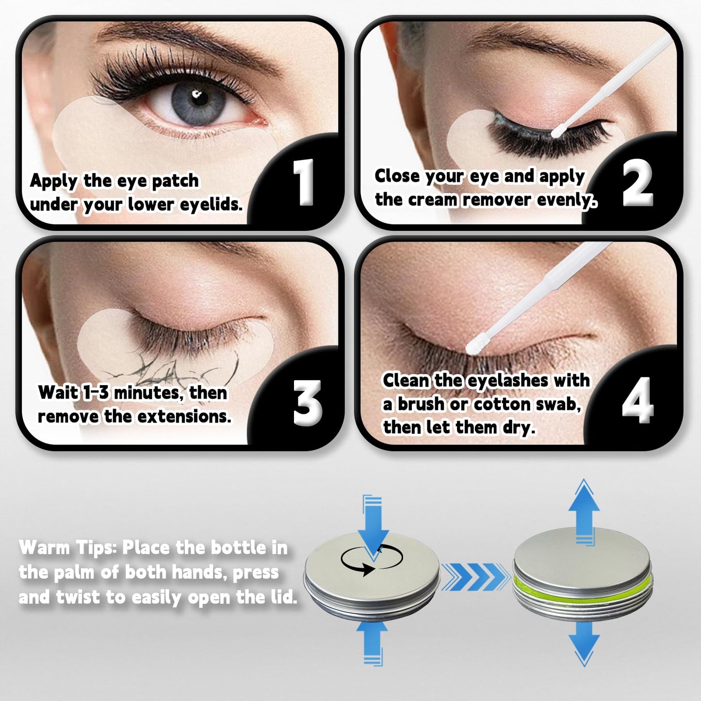 HAIOLORPRO Lash Extension Remover Kit - 30g Lash Glue Remover Cream, Eyelash Extension Remover, Gentle & Quick & Efficientfor Salon & Home Use（Set 3）