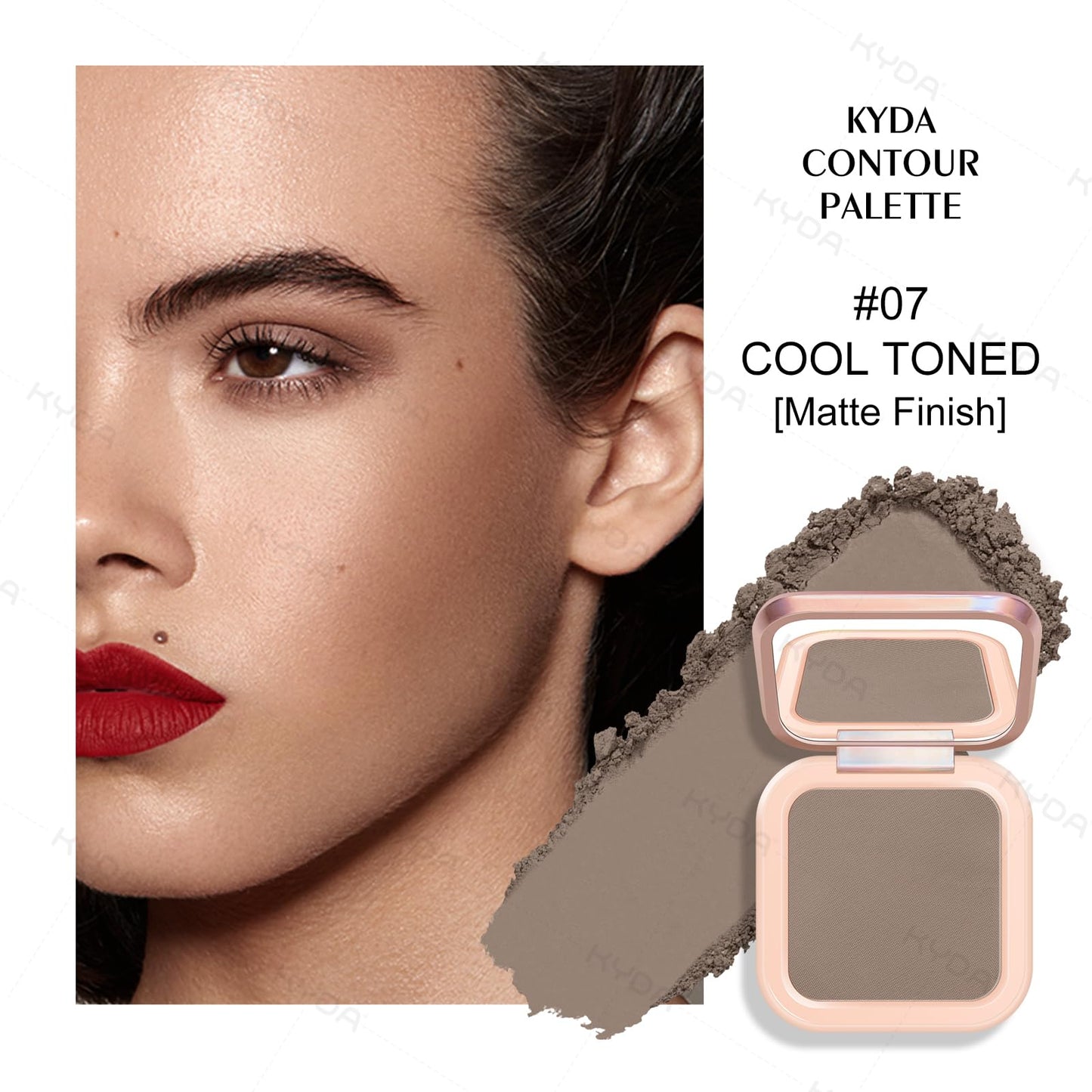 KYDA Cool Tone Contour Palette, Buildable Matte Face Contour Pressed Powder, Ultra-fine Lightweight Blendable Formula, Multiuse Baked Bronzer Makeup-COOL TONED