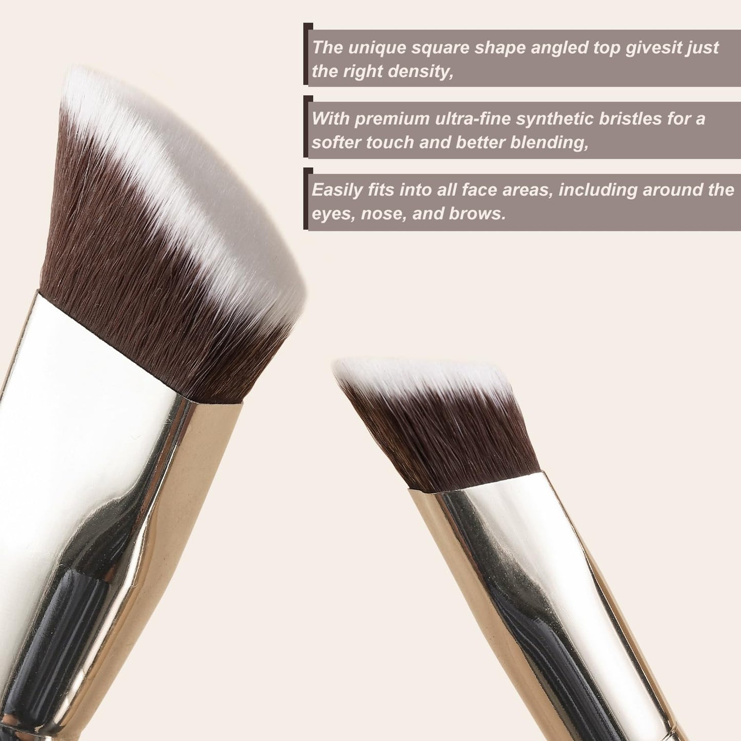 KINGMAS Makeup Brush Set, 3 Piece Angled Foundation Brushes, Synthetic Bristles with Black Handle for Concealer, Contour, Bronzer, Powder, Liquid, Cream Blending