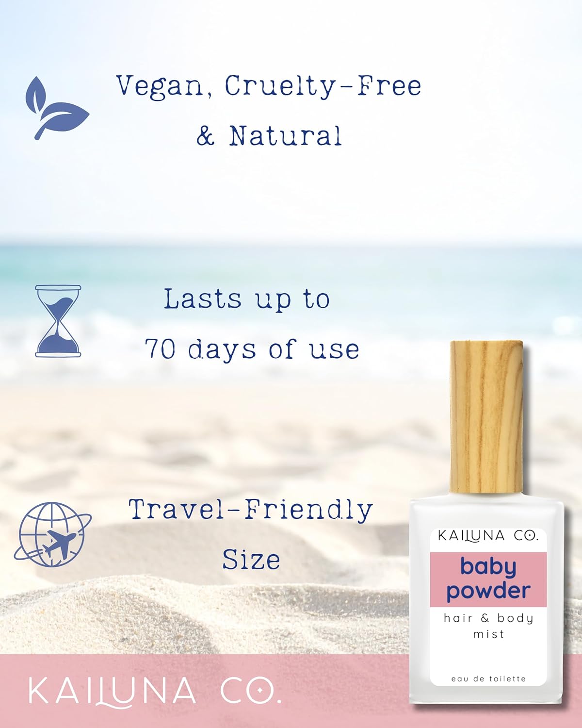 Kailuna Co. Baby Powder Hair & Body Mist Spray - Natural Essential Oils, Alcohol-Free | 0.5 Fl Oz
